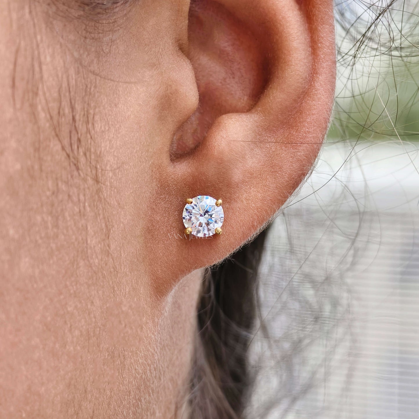1.60 TCW Round Moissanite Stud Earrings - Screw Back Earrings