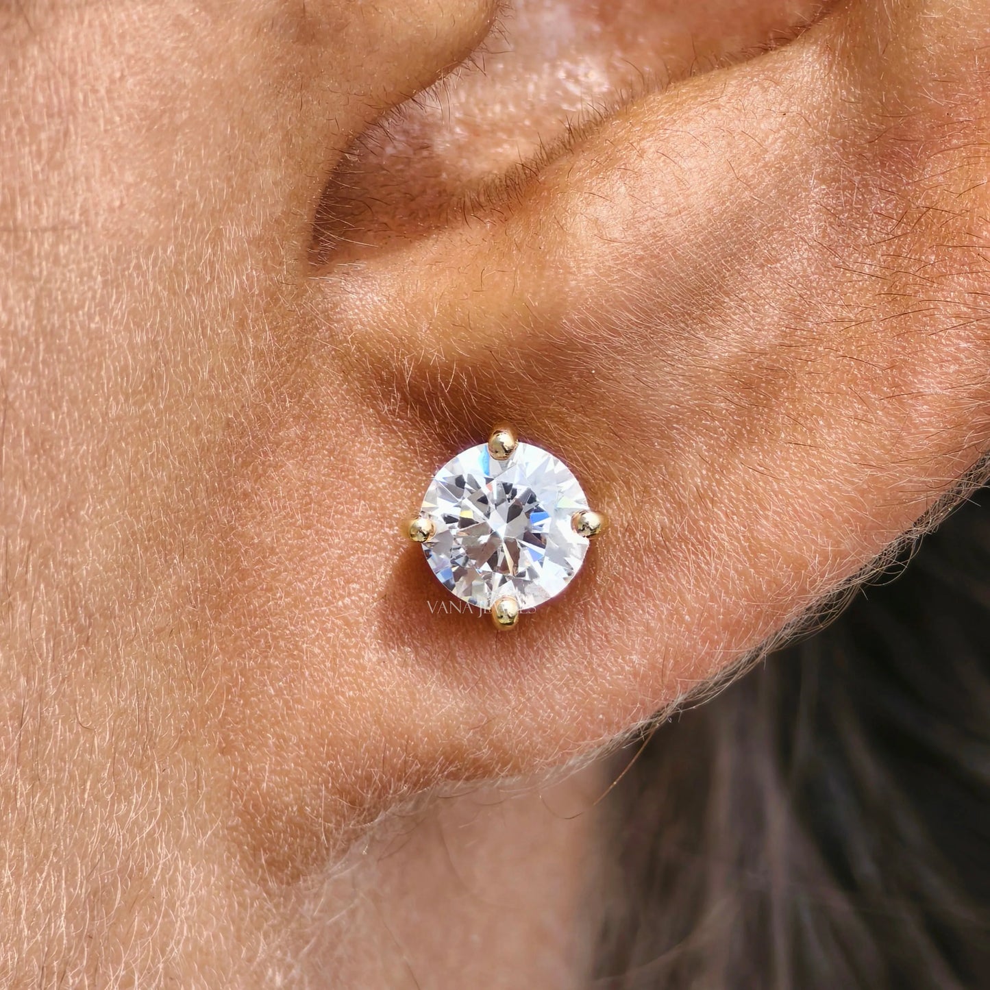 Secure screw back moissanite stud earrings anniversary gift