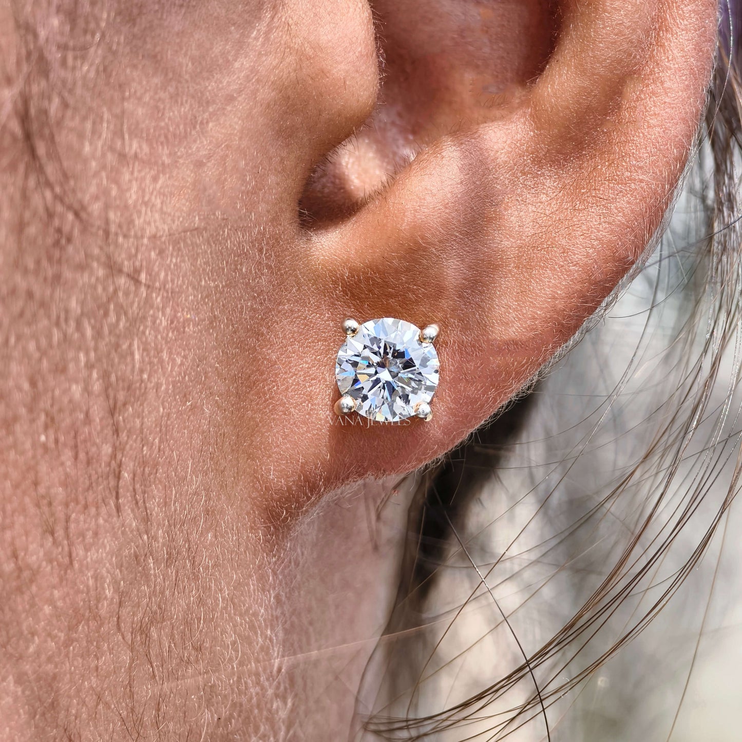 2.00 TCW Round Moissanite Stud Earrings - Screw Back Earrings