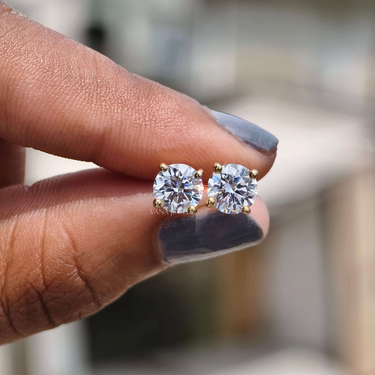 1.60 TCW Round Moissanite Stud Earrings - Screw Back Earrings