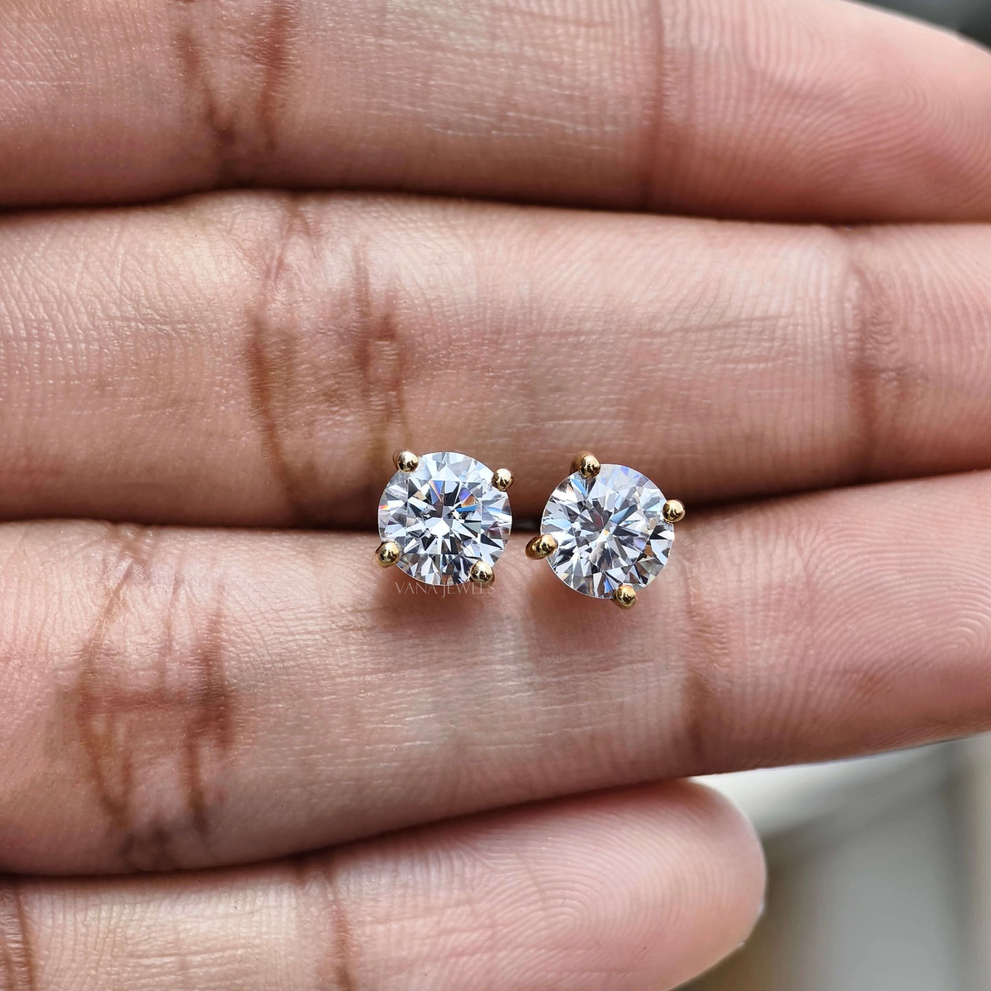 1.60 TCW Round Moissanite Stud Earrings - Screw Back Earrings