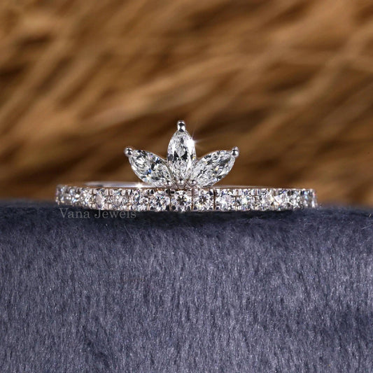 Marquise Lab Created Diamond Tiara Wedding Band - Vana Jewels