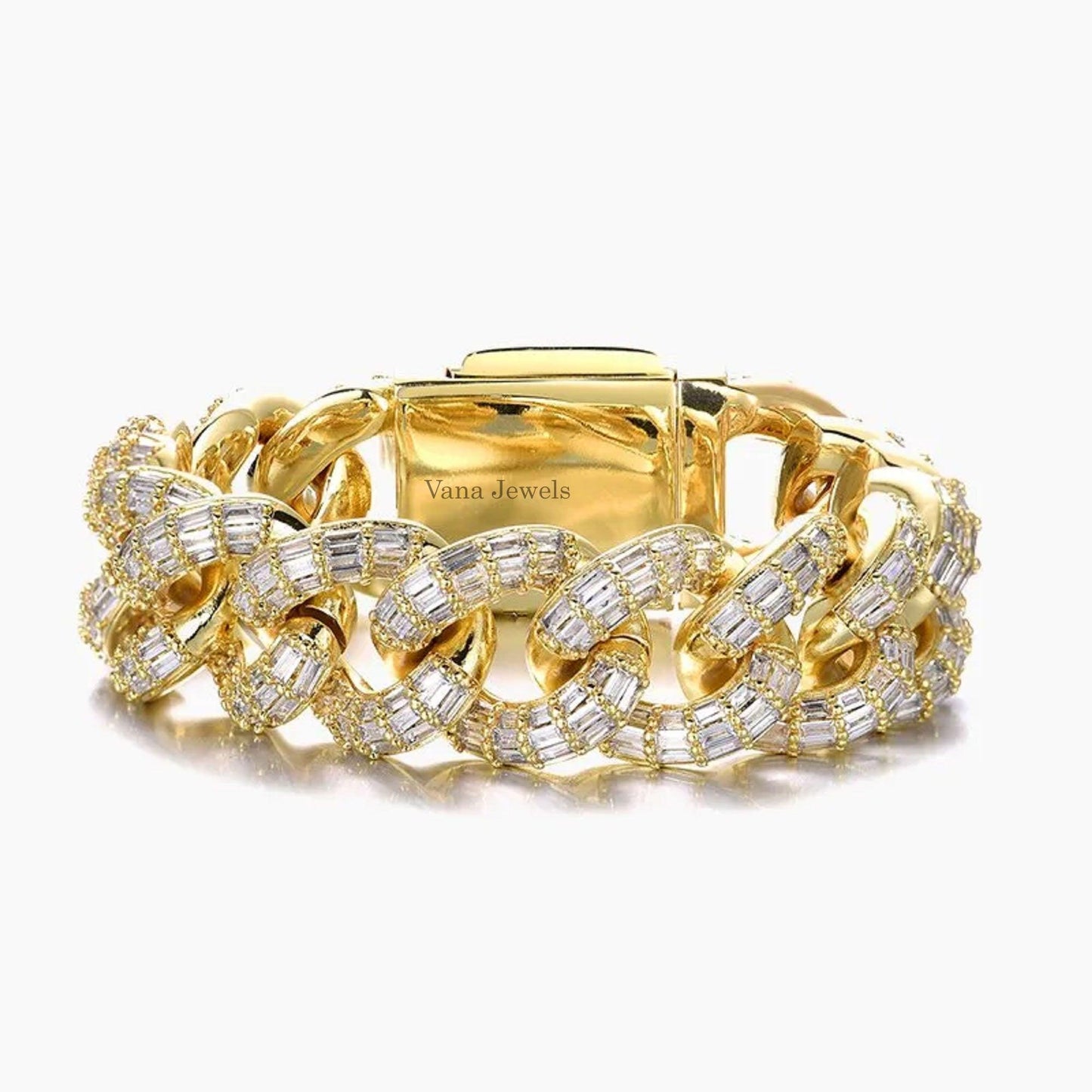 21mm Iced Out Moissanite Cuban link Bracelet - Vana Jewels