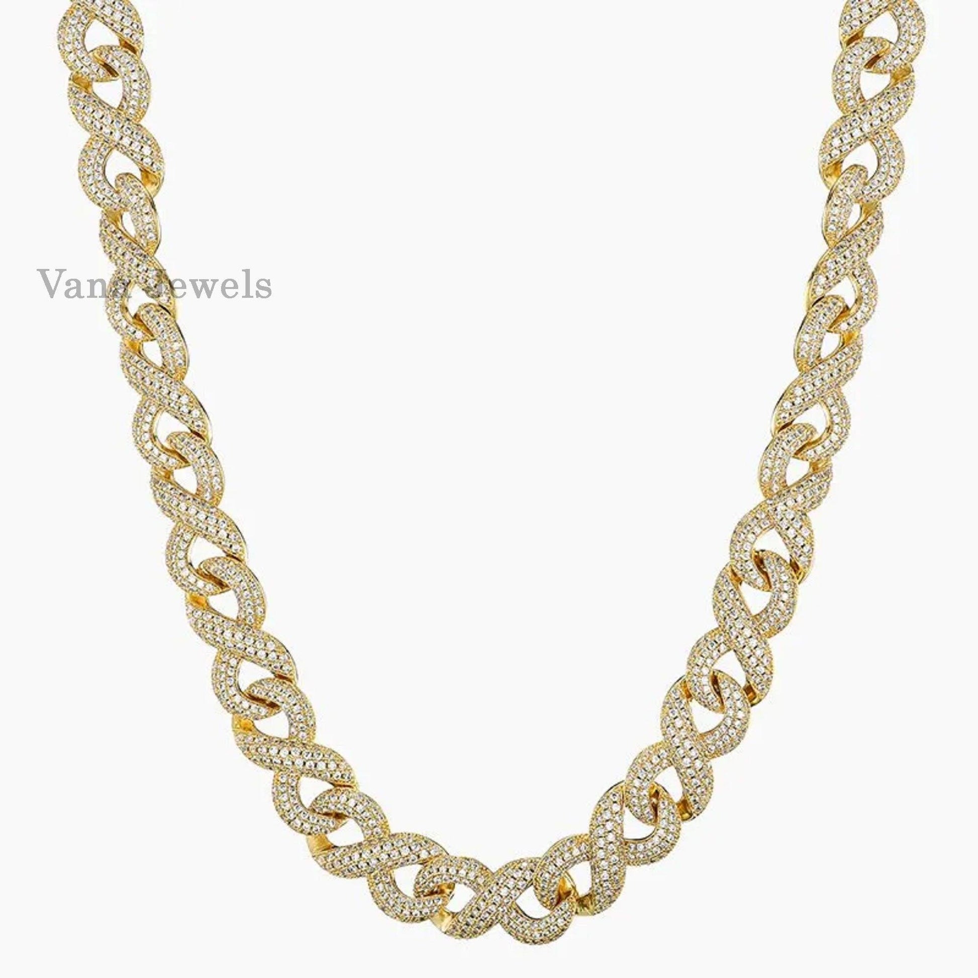 16mm VVS Moissanite Crazy Design 925 Silver Bussdown Cuban Link Chain - Vana Jewels