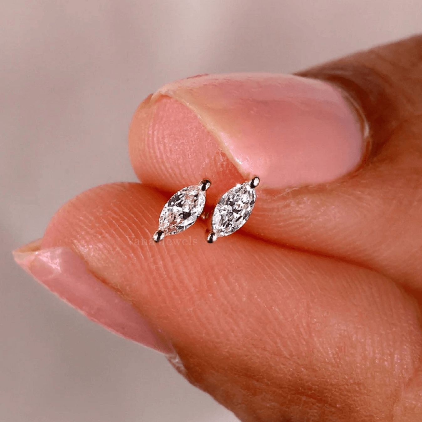 Marquise Lab Grown Diamond Stud Earrings - Vana Jewels