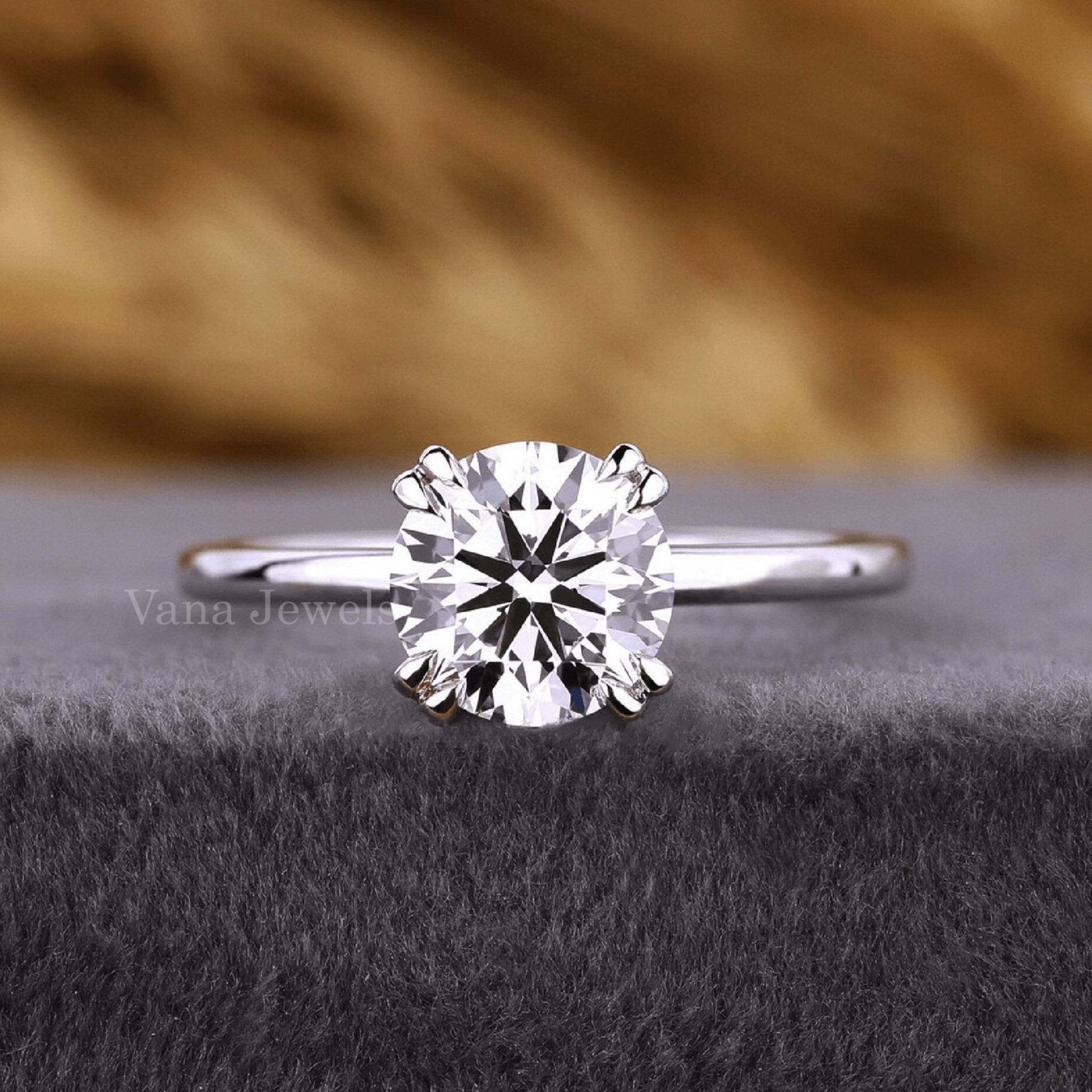 Round Lab Grown Diamond Solitaire Engagement Ring - Vana Jewels