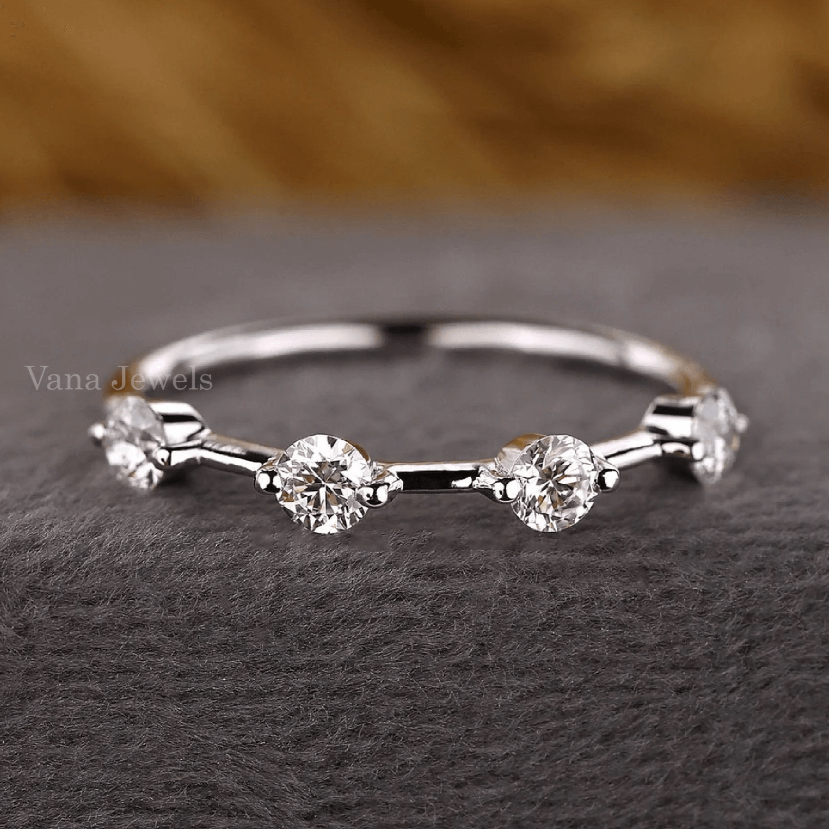 Round Lab Grown Diamond Wedding Band for Women - Vana Jewels