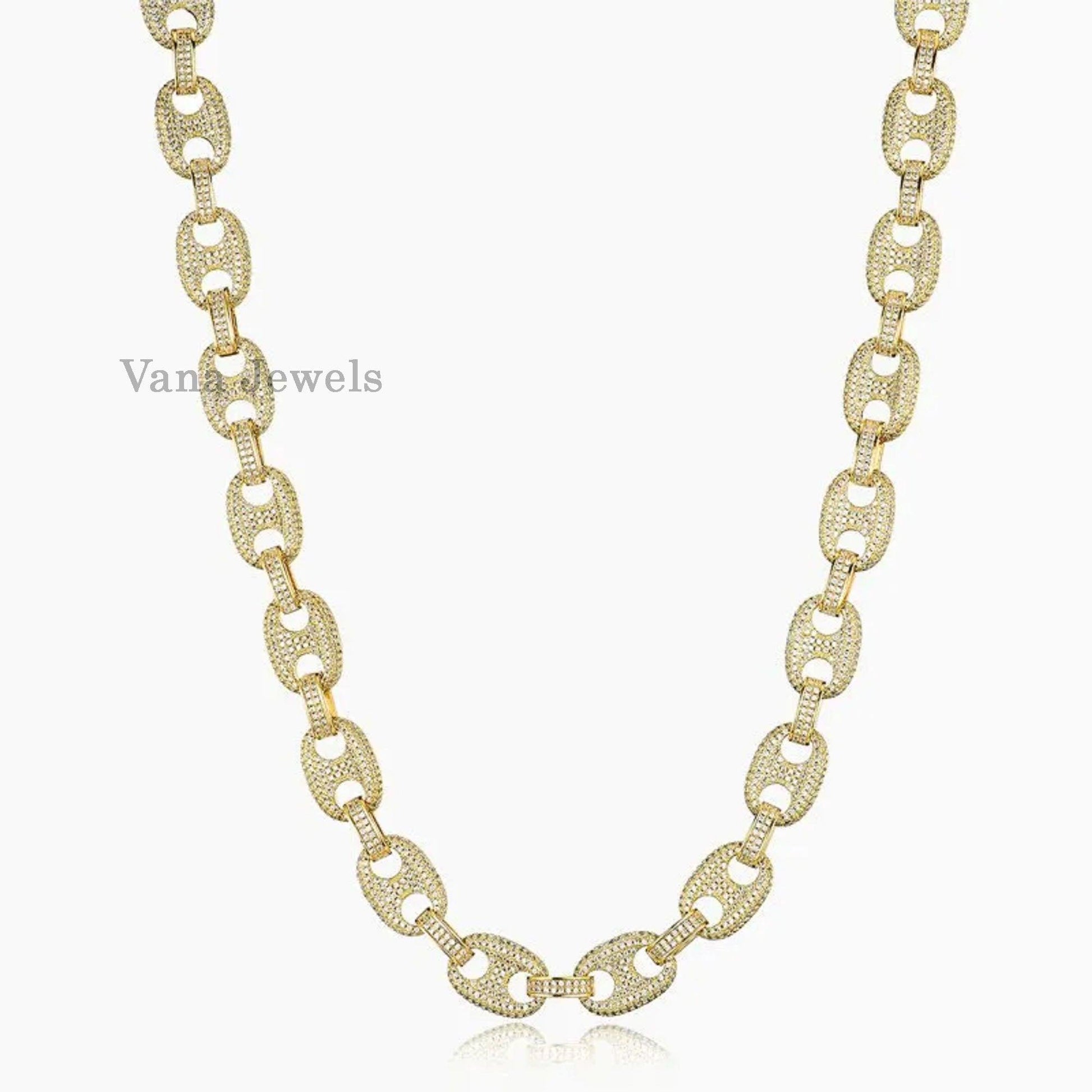 12MM VVS Moissanite Round Miami Sterling Silver Cuban Chain - Vana Jewels