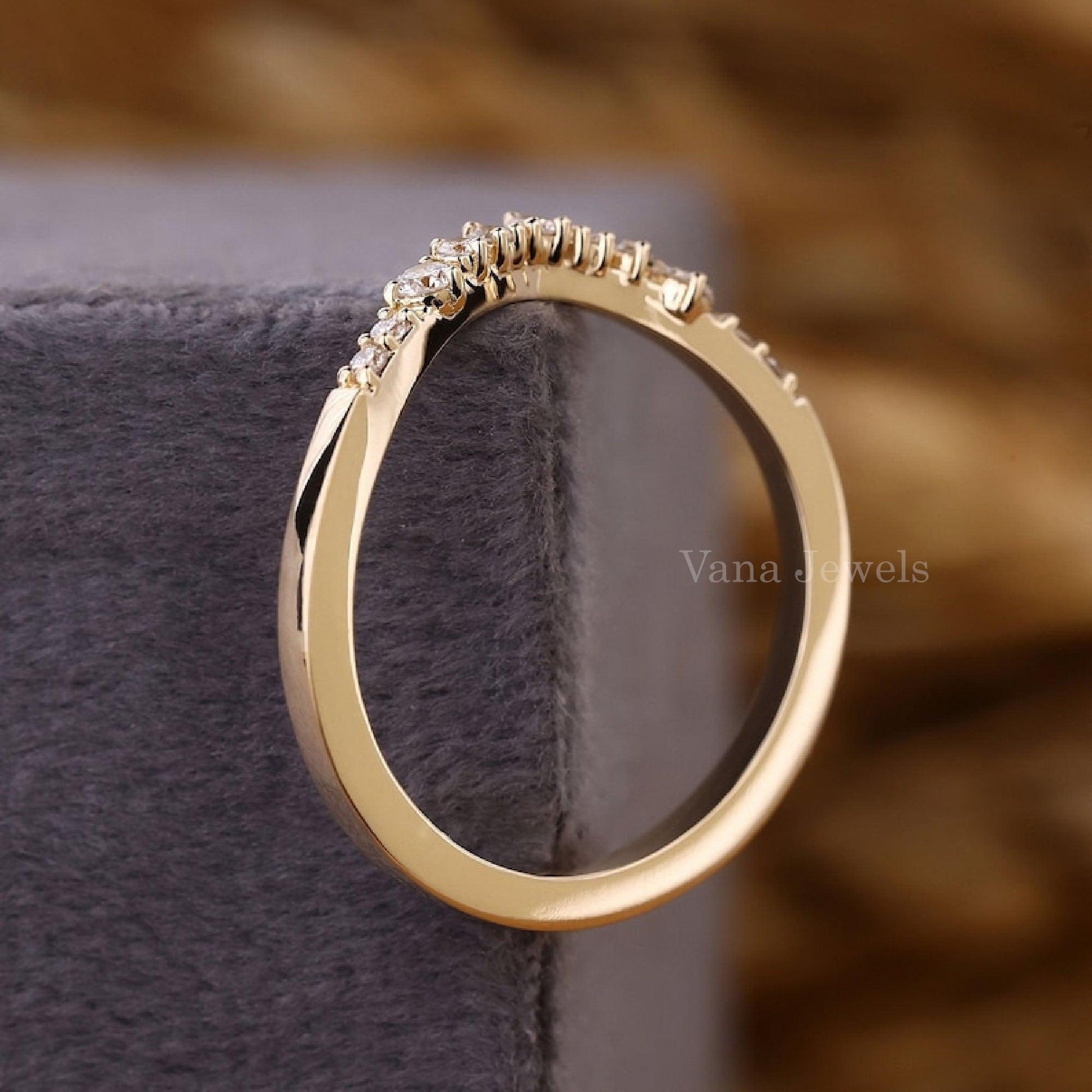 V-Shaped Chevron Band with Round Lab Grown Diamonds - Vana Jewels