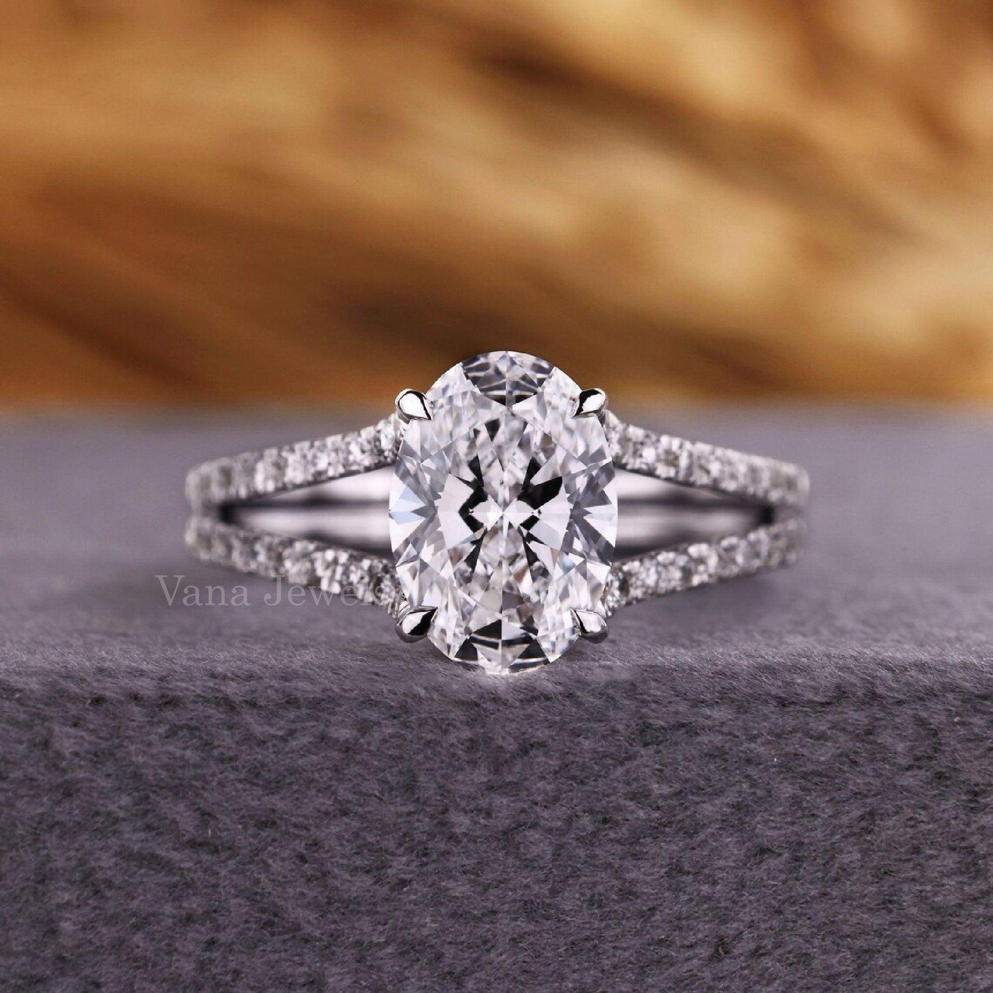 Oval Cut Hidden Halo Lab Grown Diamond Engagement Ring - Vana Jewels