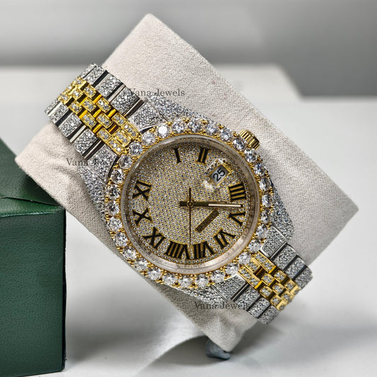 Luxury Two-Tone VVS Moissanite Diamond Iced-Out Watch - Vana Jewels