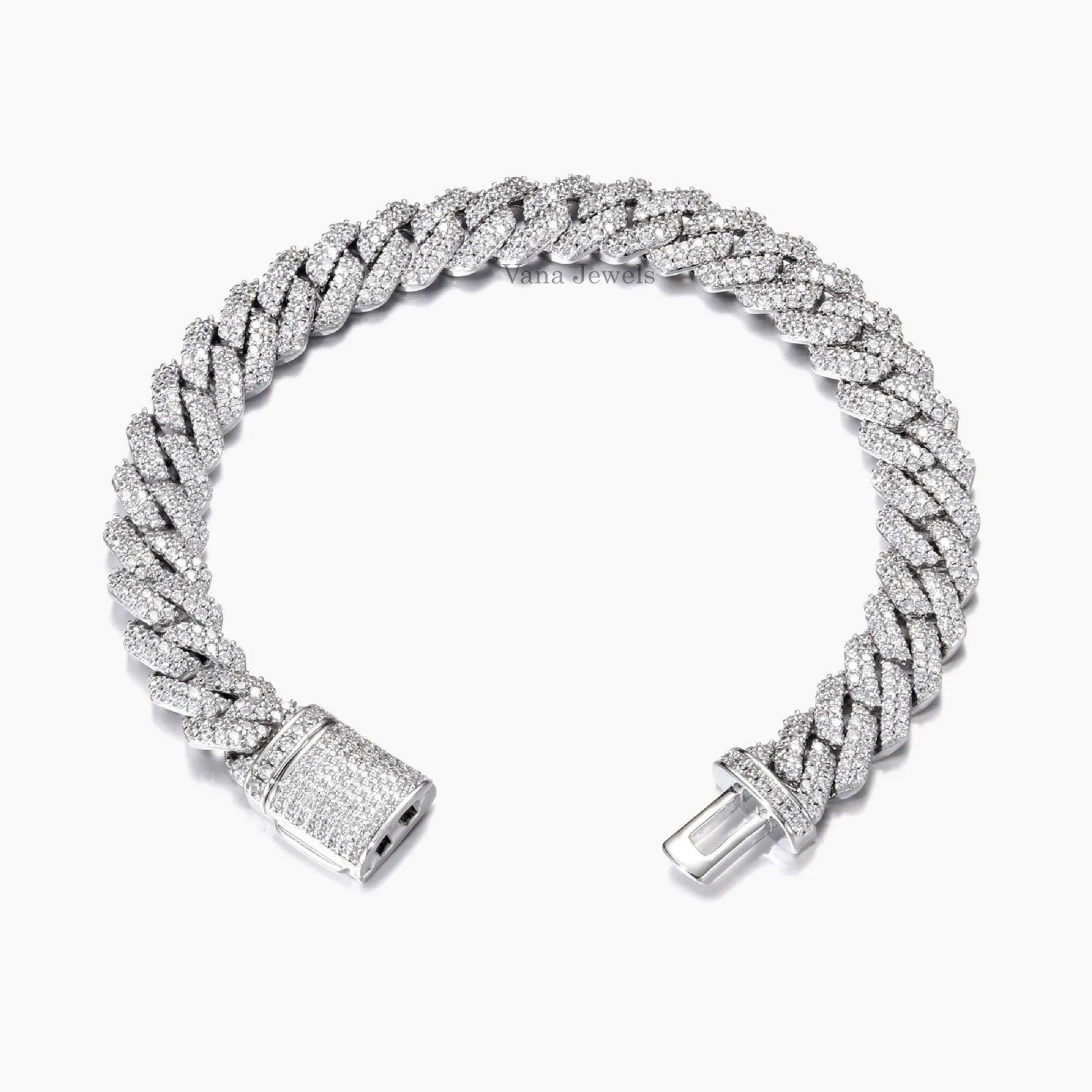 10MM Full Iced Out Diamond Hip Hop Cuban Bracelet - Vana Jewels