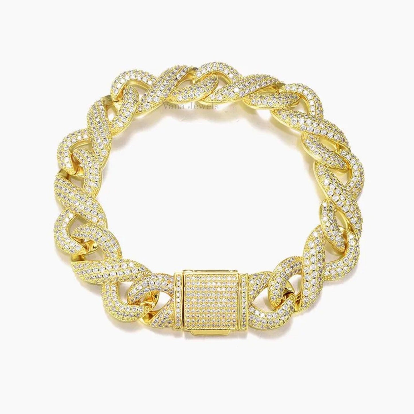 16MM VVS Moissanite Diamond Cuban Link Hip Hop Miami Iced Out Bracelet - Vana Jewels