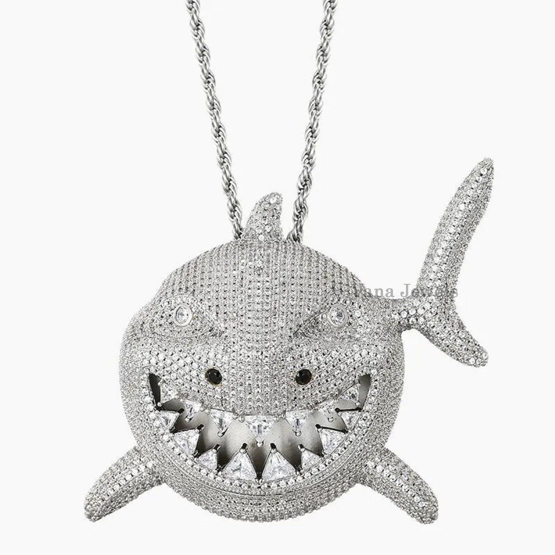 Customized Iced Out Shark Diamond Pendant - Vana Jewels