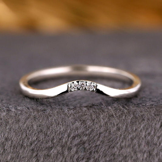 Round Lab Grown Diamond Dainty Wedding Band - Vana Jewels