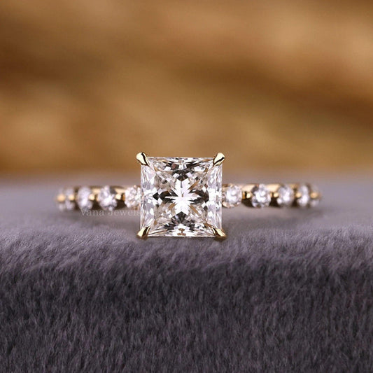 Princess Cut Lab Grown Diamond Engagement Ring - Vana Jewels