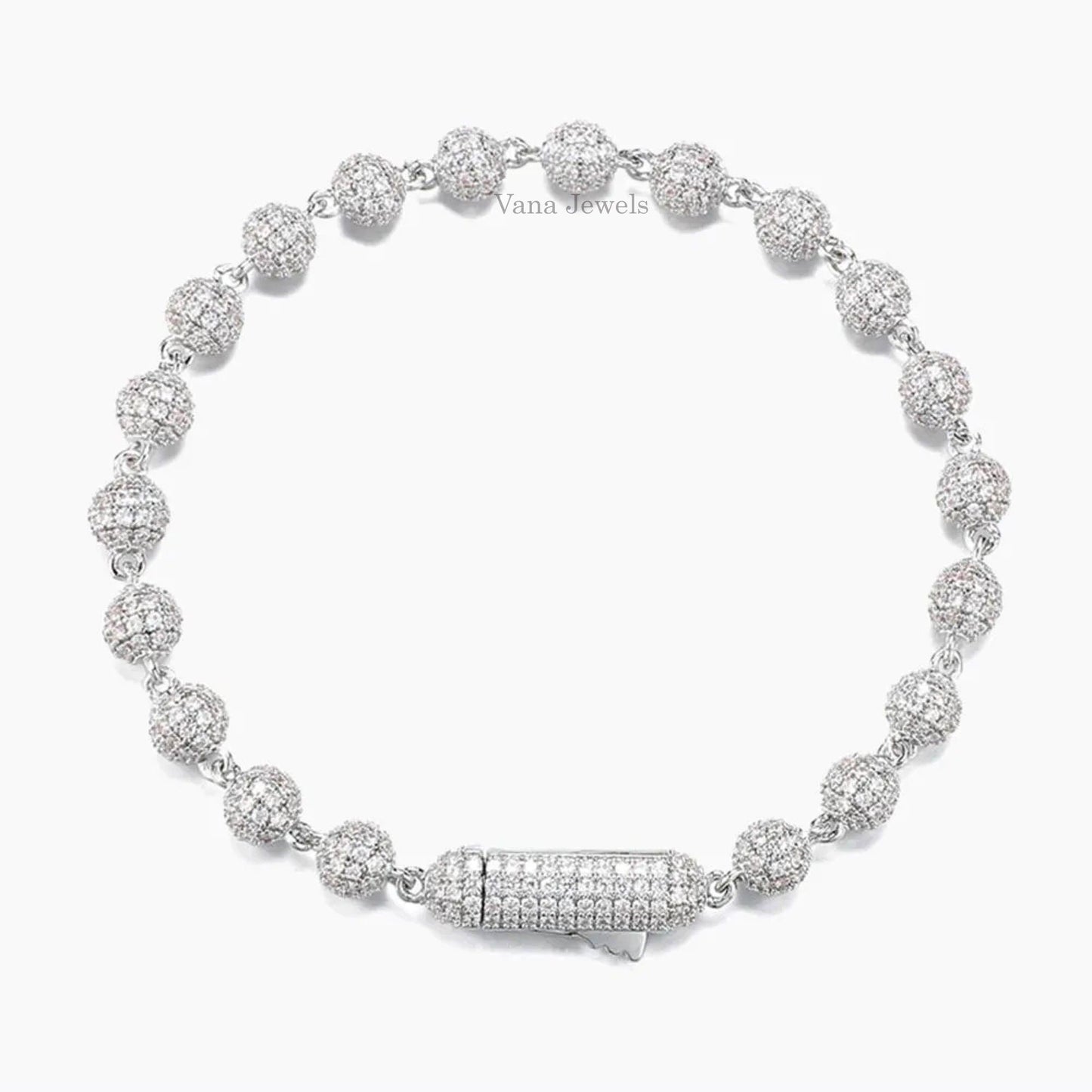 6MM Moissanite Diamond Ball Bracelet For Men - Vana Jewels