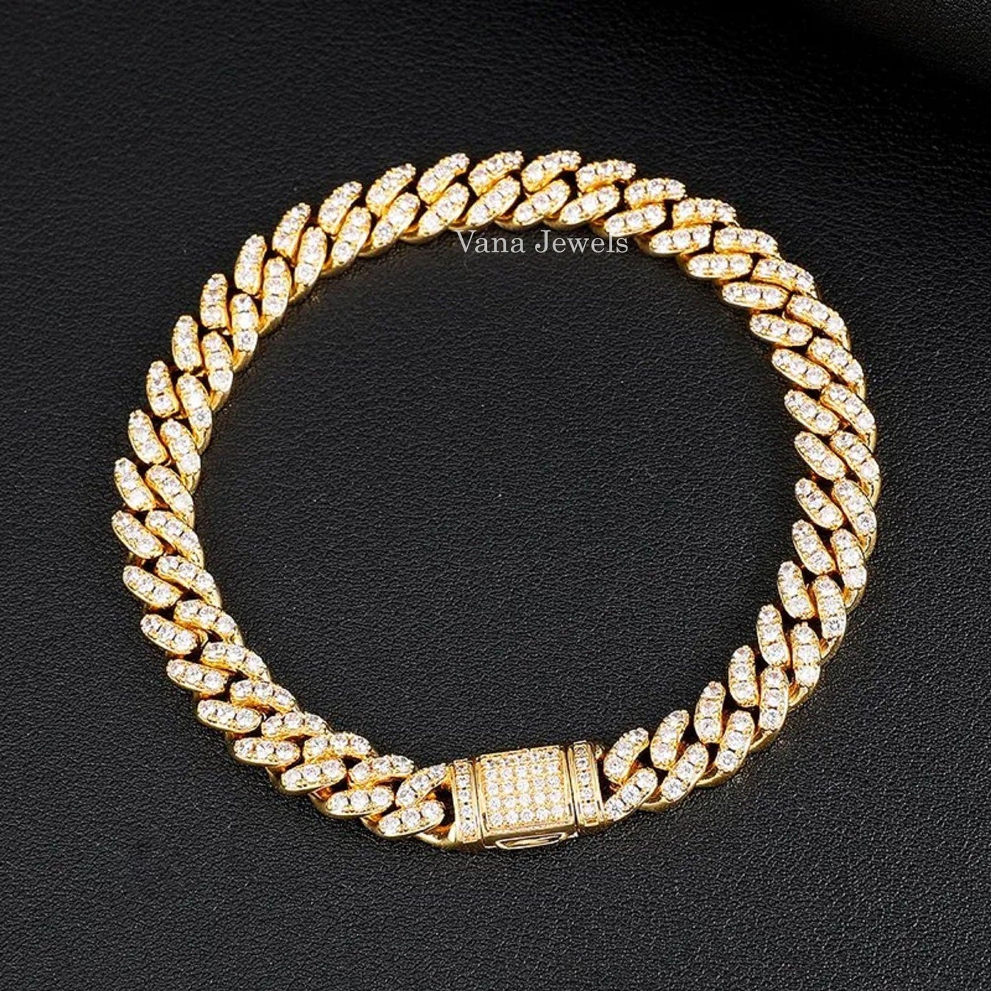 8mm VVS Moissanite Diamond Cuban Bracelet - Vana Jewels