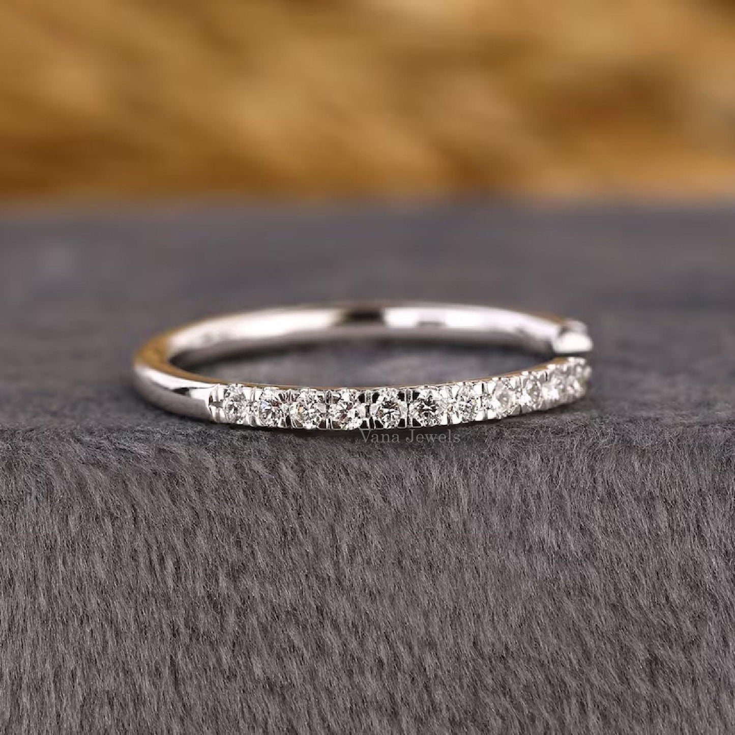 Open Gap Round Cut Lab Grown Wedding Band - Vana Jewels