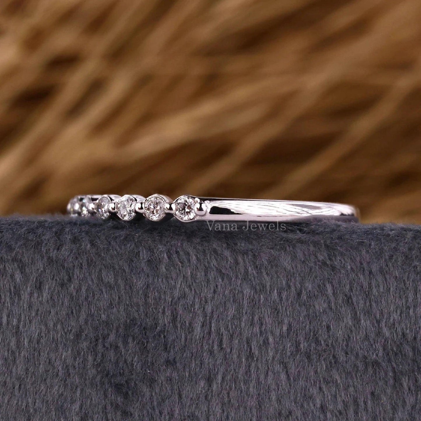 Round Lab Grown Diamond Floating Bubble Half Eternity Band - Vana Jewels