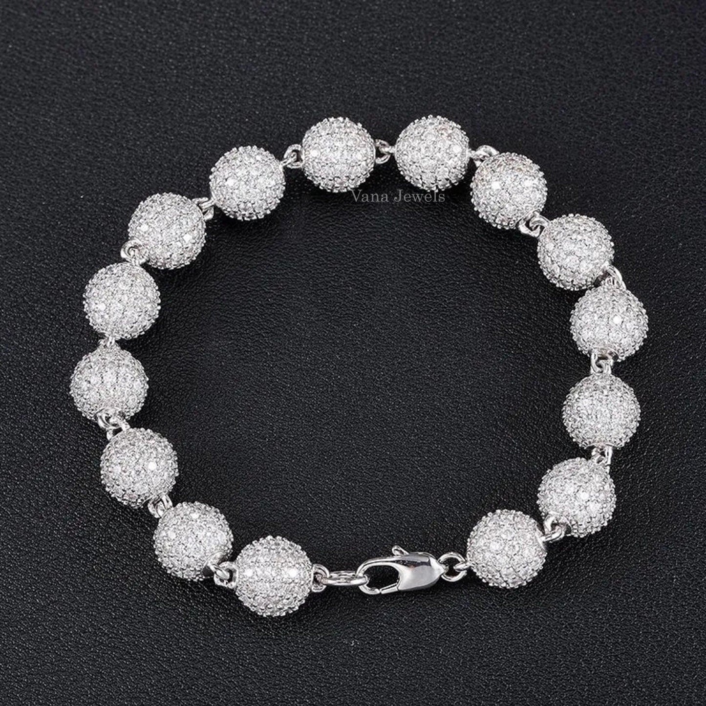 10MM Full Iced Out Ball Bracelet For Men's - Vana Jewels