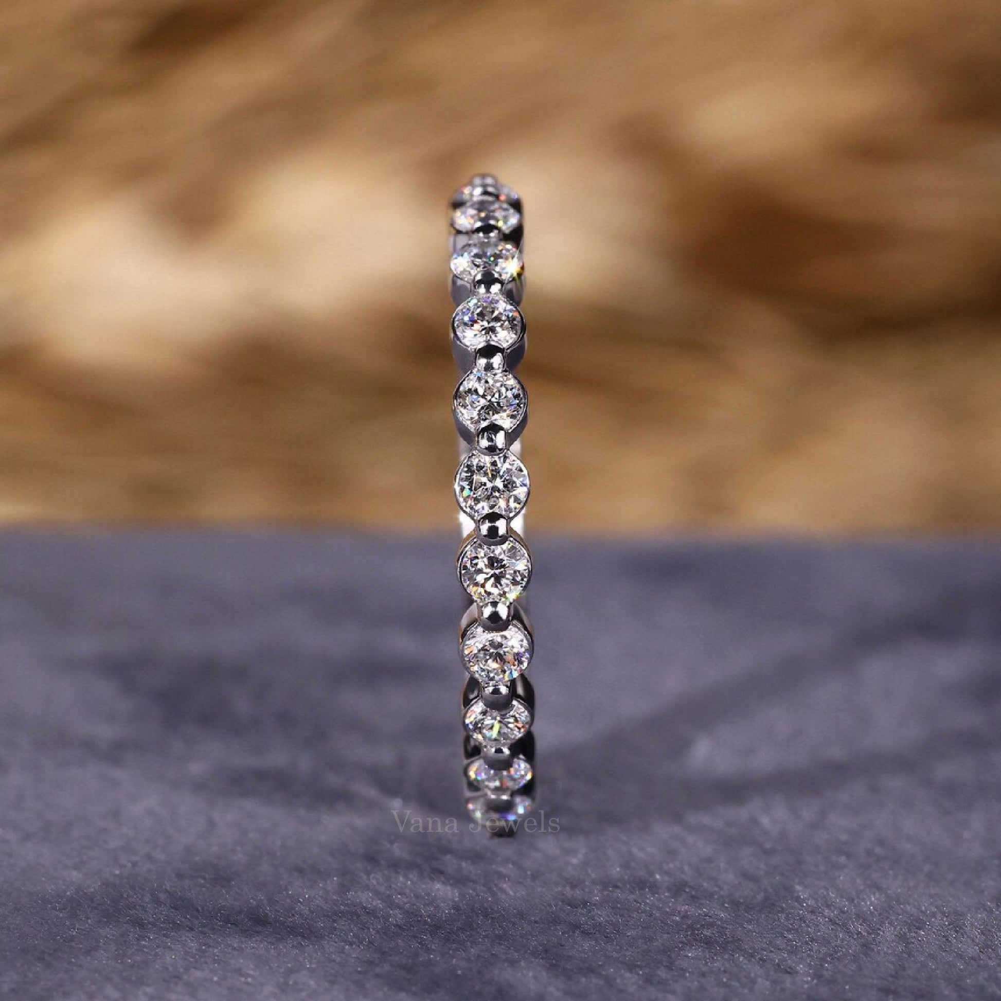 Round Lab Grown Diamond Floating Bubble Half Eternity Band - Vana Jewels