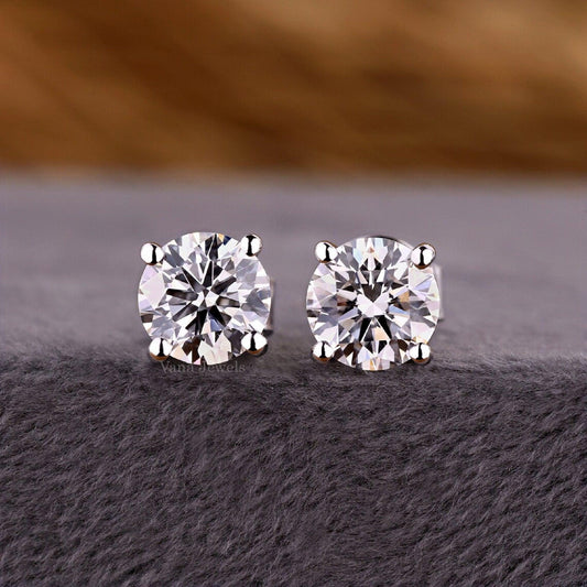 Round Brilliant Lab Grown Diamond Stud Earrings - Vana Jewels