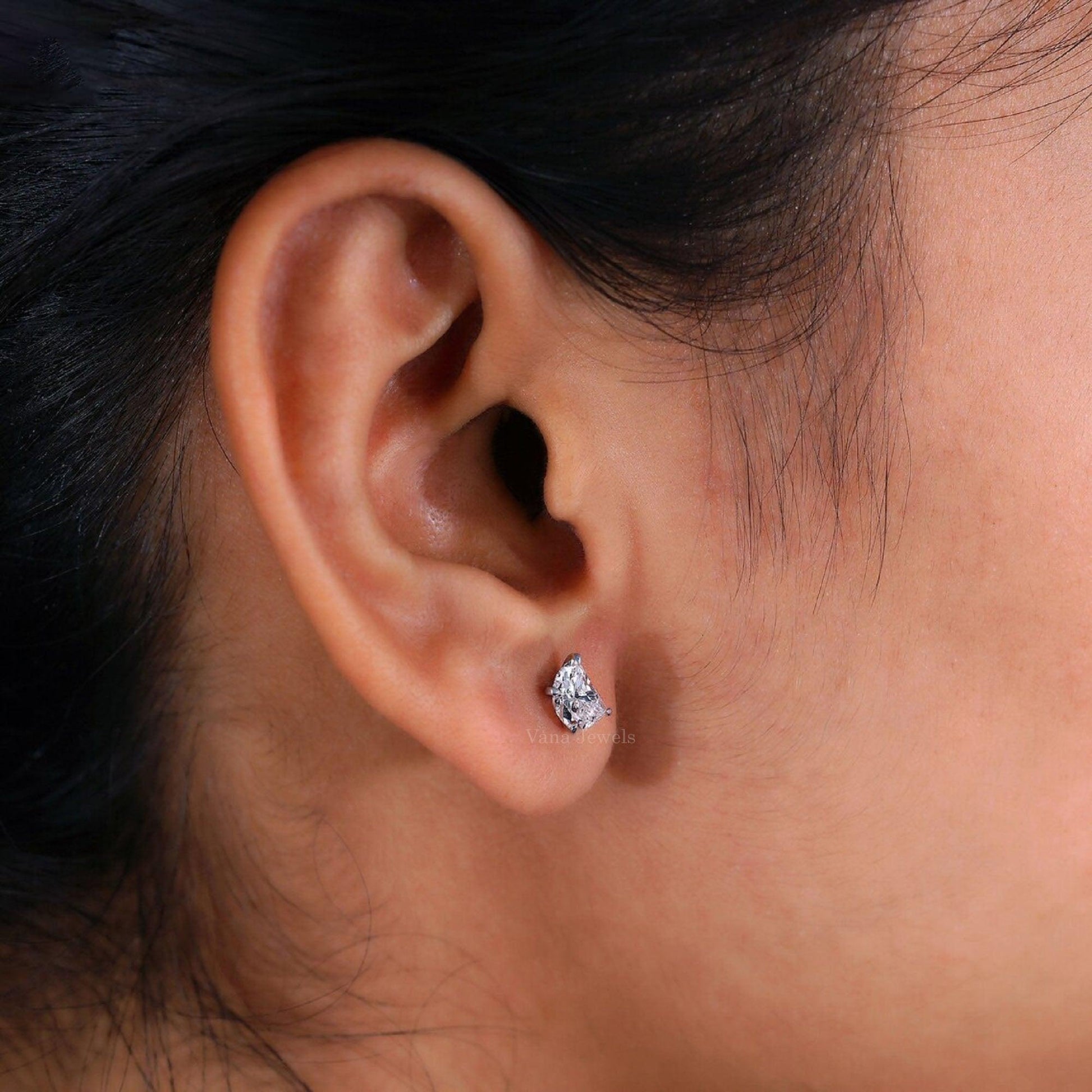 Half Moon Lab-Grown Diamond Stud Earrings - Vana Jewels