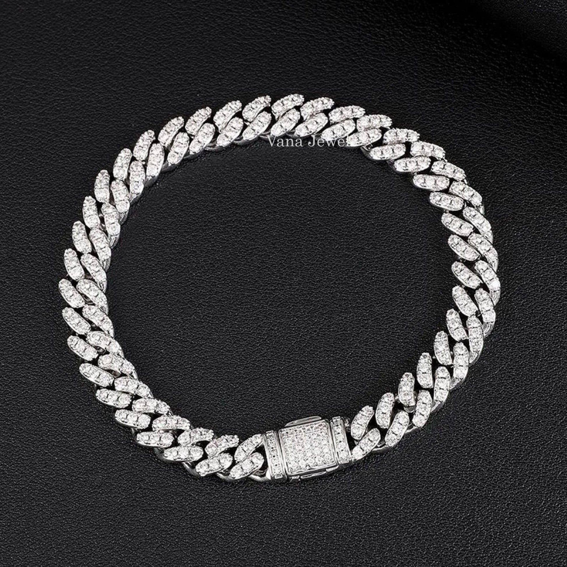 8mm VVS Moissanite Diamond Cuban Bracelet - Vana Jewels