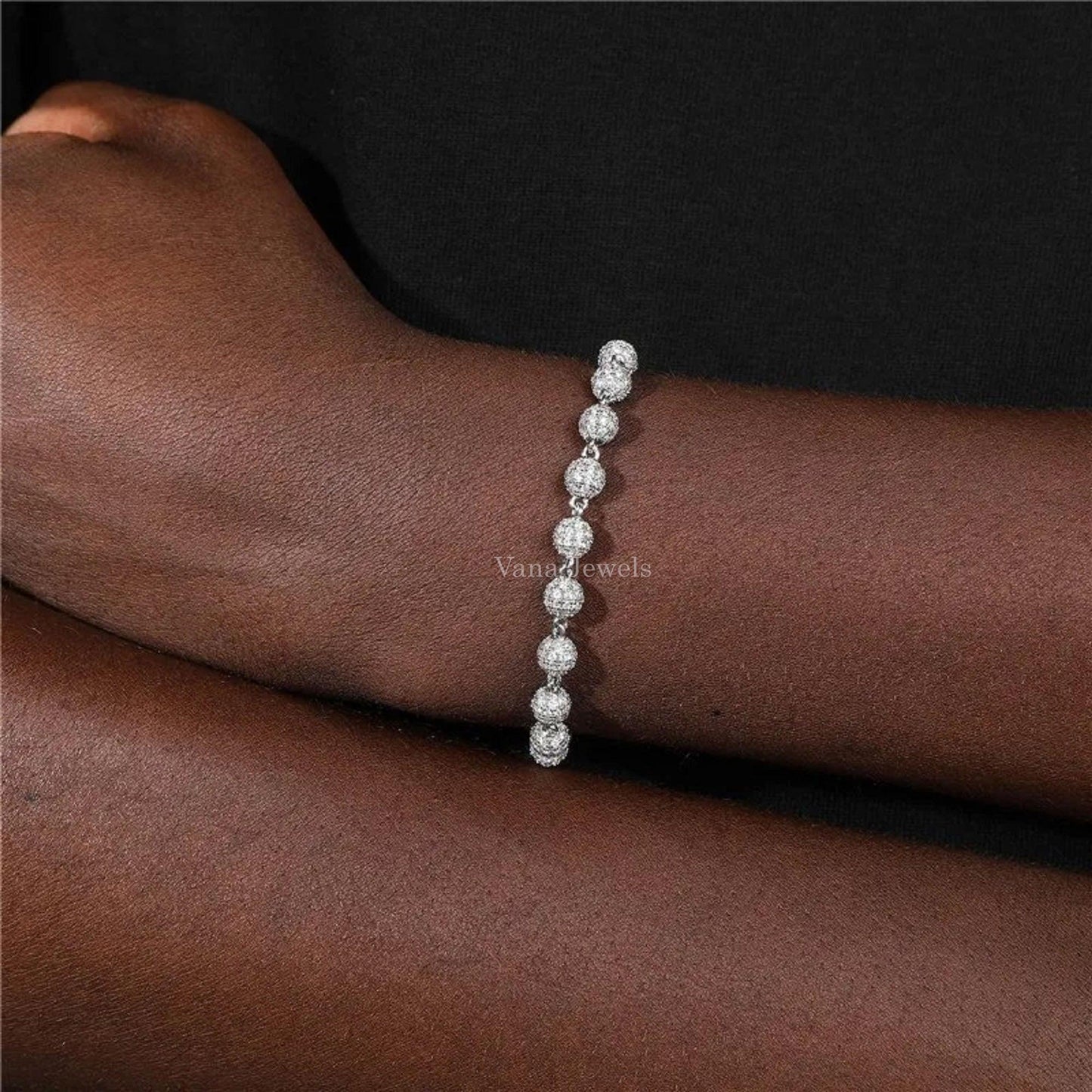 6MM Moissanite Diamond Ball Bracelet For Men - Vana Jewels