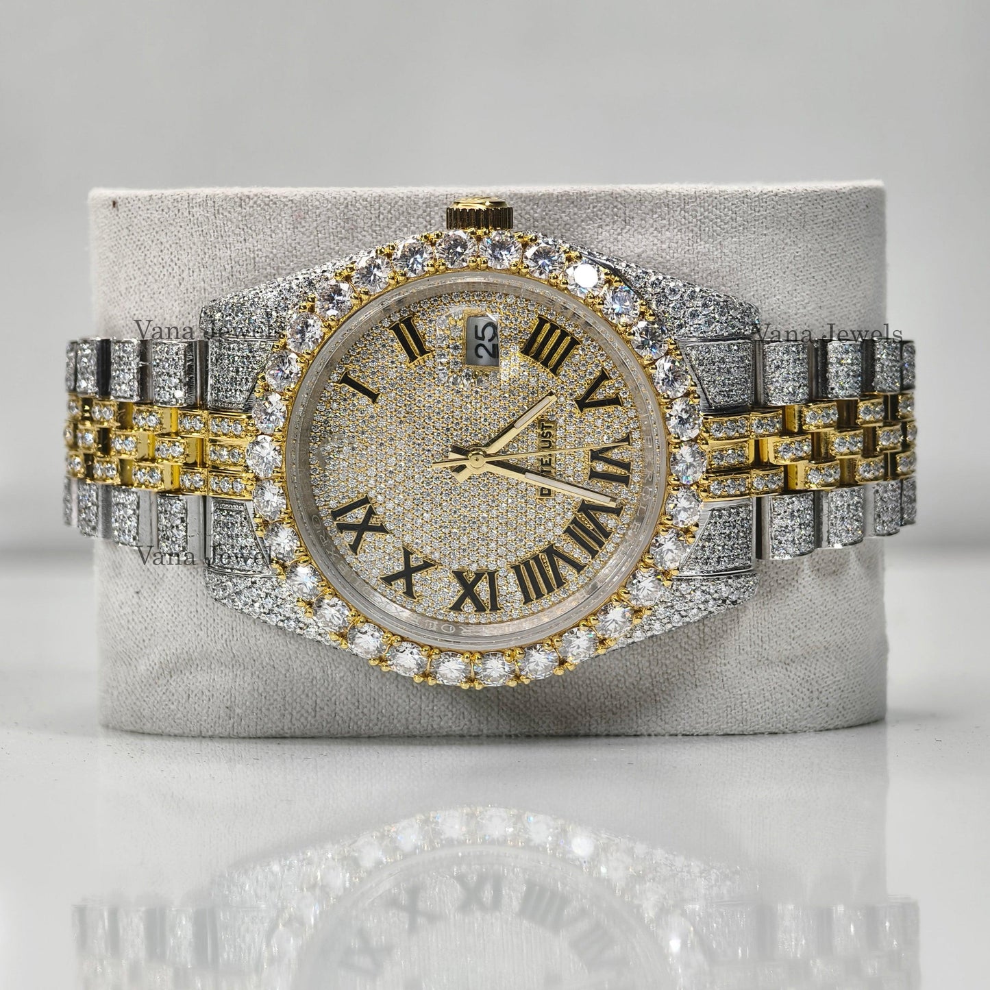 Luxury Two-Tone VVS Moissanite Diamond Iced-Out Watch - Vana Jewels