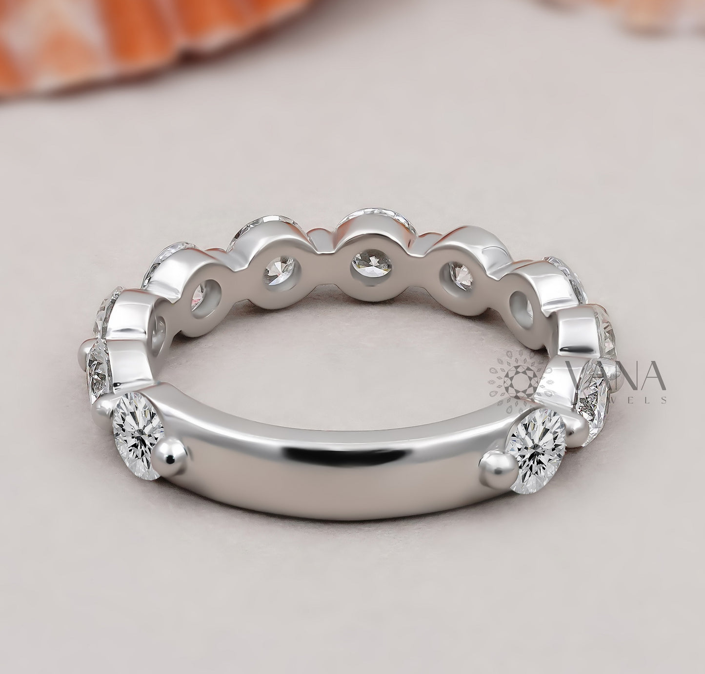 Round Cut Lab Grown Diamond Eternity Wedding Band, Stackable Matching Jewelry