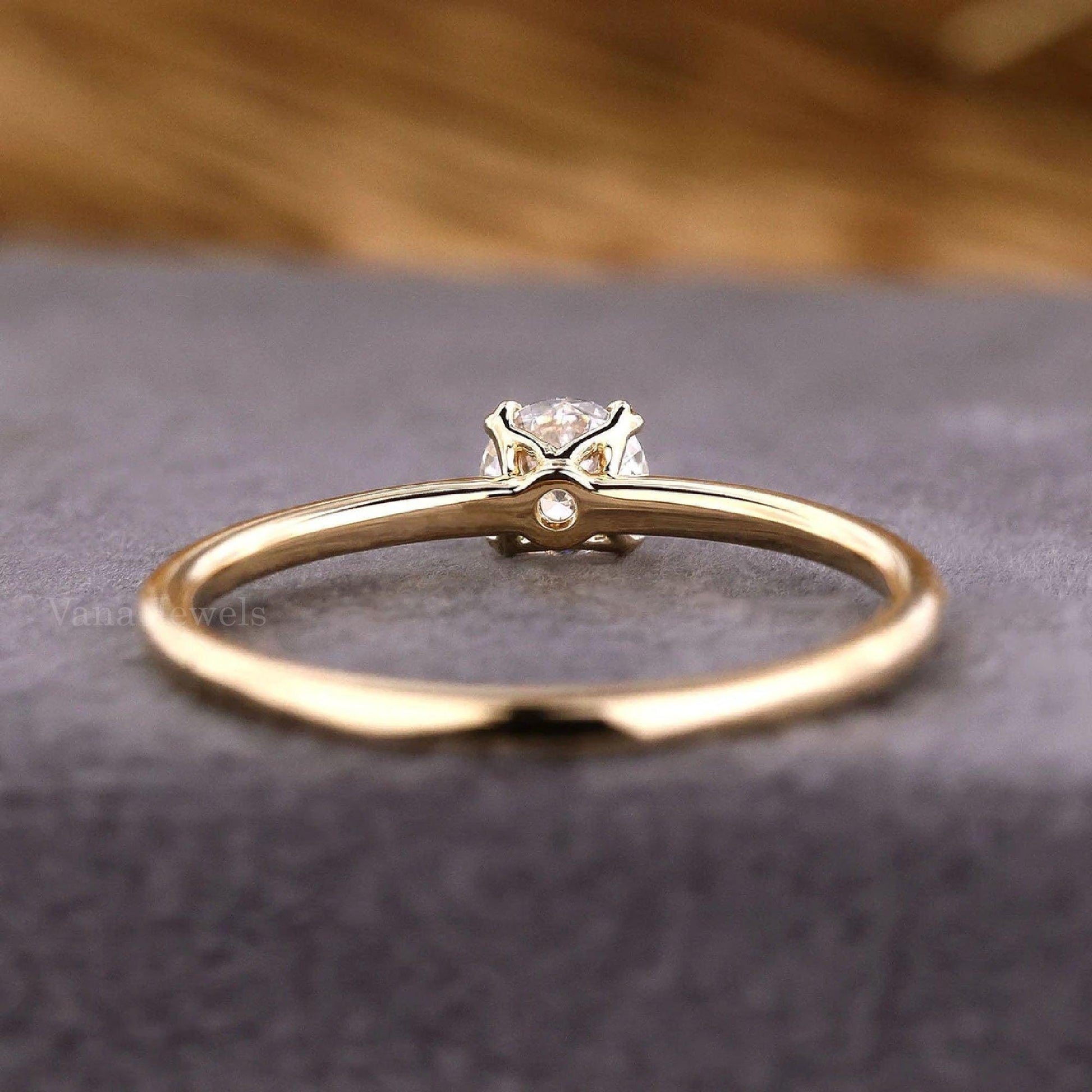 Round Cut Lab Grown Diamond Solitaire Engagement Ring In Yellow Gold - Vana Jewels