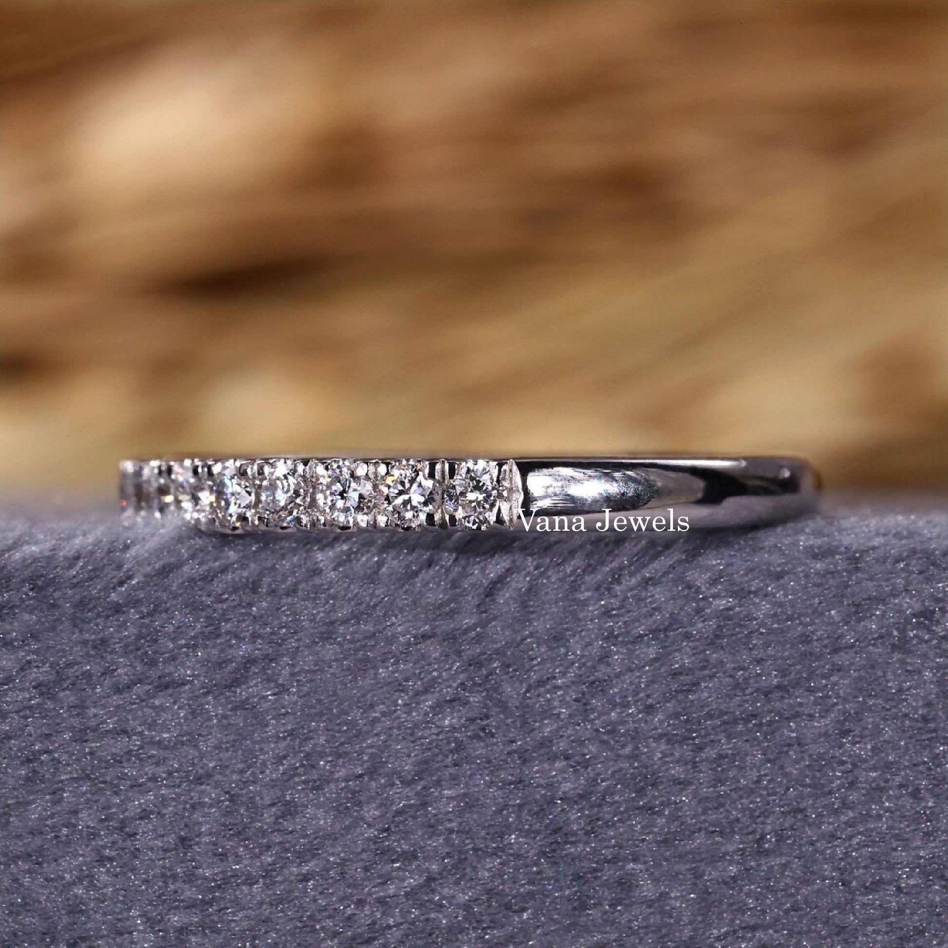 1.70 MM Round Lab Grown Diamond Half Eternity Wedding Band - Vana Jewels