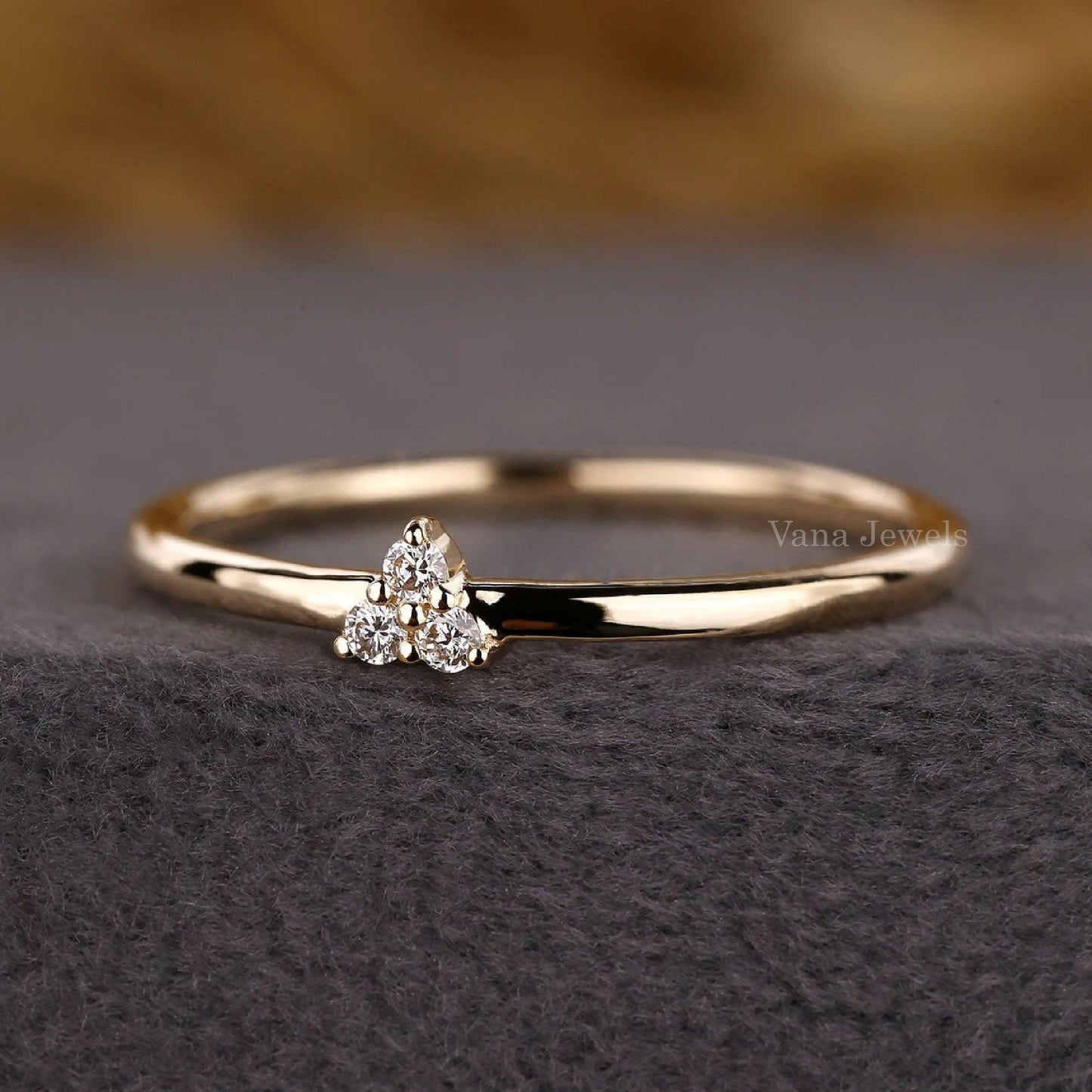 Three Stone Round Brilliant Lab Grown Diamond Ring - Vana Jewels