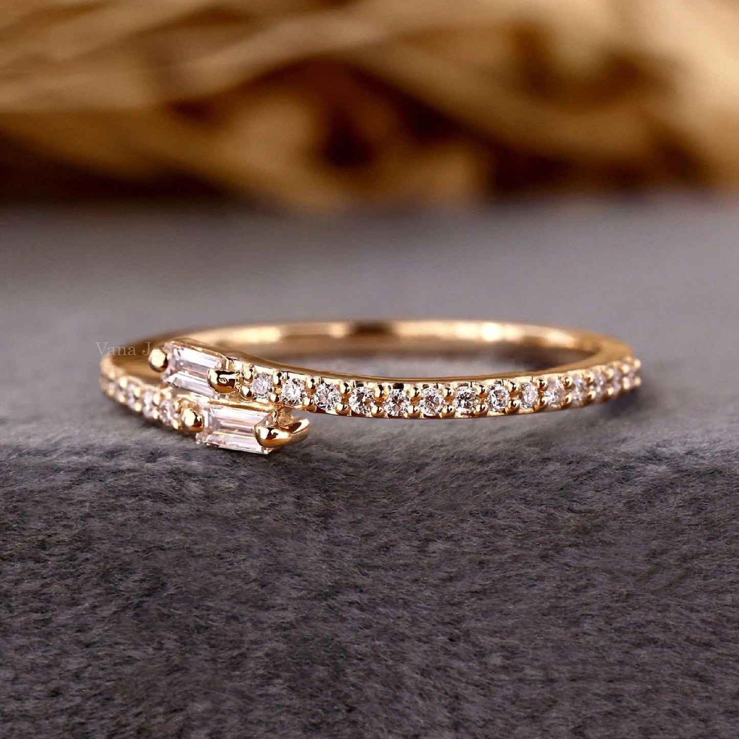 Baguette Cut Lab Grown Diamond Wedding Band - Vana Jewels