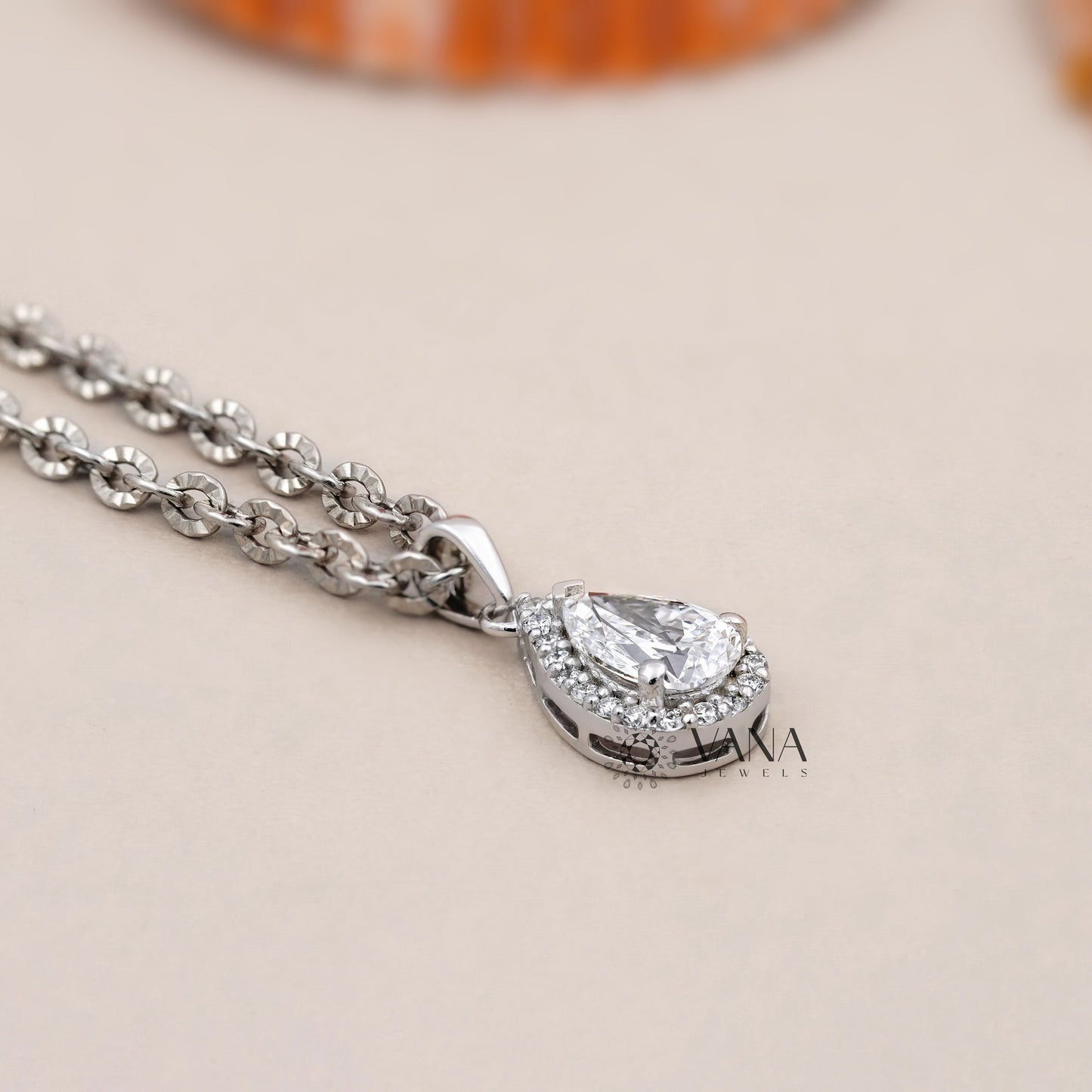 Pear Cut Lab Grown Diamond Wedding Pendant with Halo Setting for Womens Gift