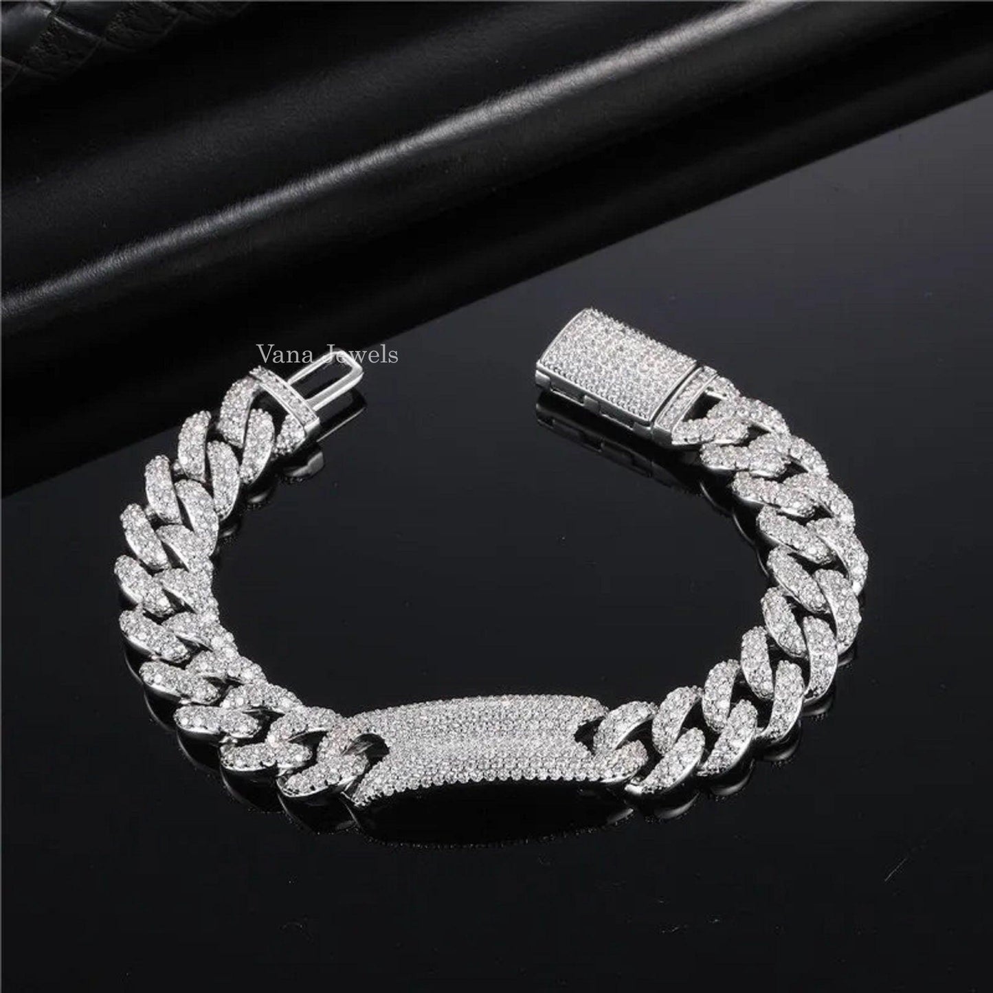 13 MM VVS Moissanite Diamond Cuban Bracelet, Hip Hop Miami Cuban Bracelet for Men, 925 Sterling Silver Bracelet - Vana Jewels