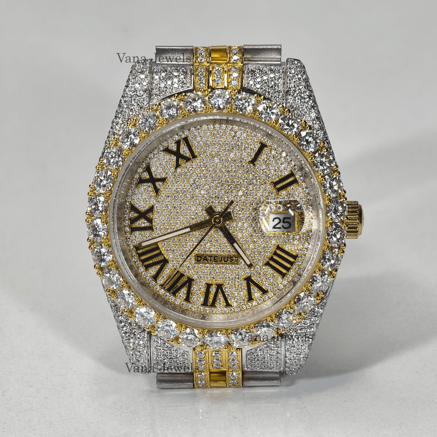 Luxury Two-Tone VVS Moissanite Diamond Iced-Out Watch - Vana Jewels