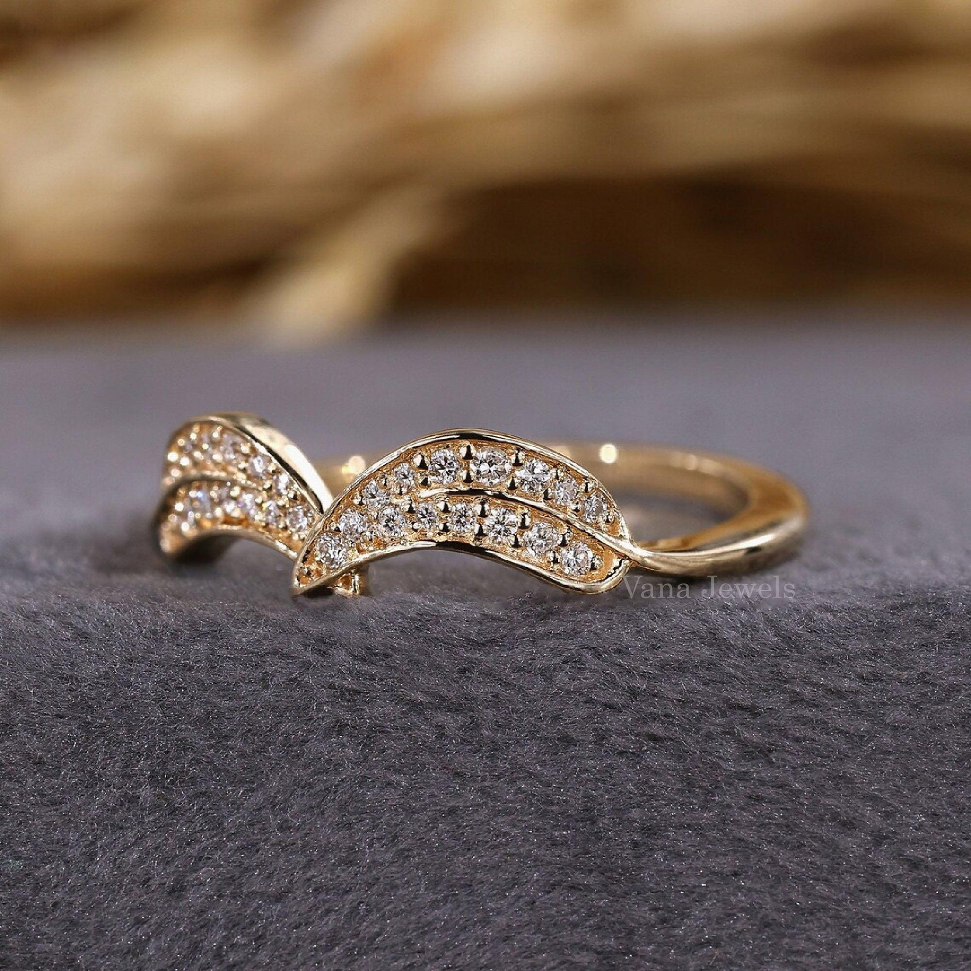 Unique Round Lab Grown Diamond Leaf Ring - Vana Jewels