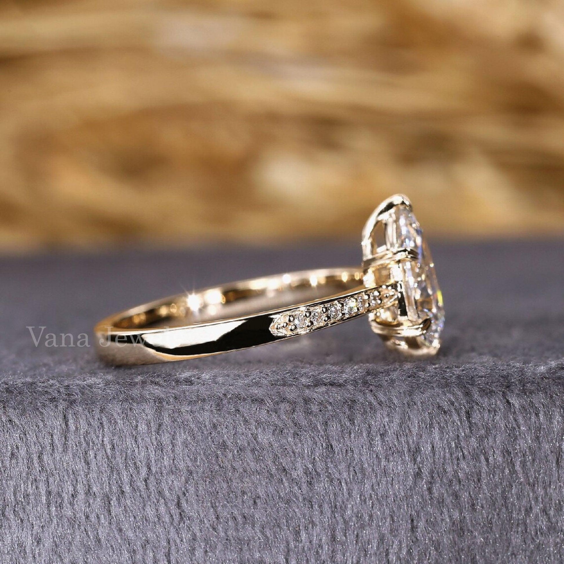 Pear Shaped Lab Grown Diamond Engagement Ring - Vana Jewels