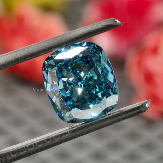 5.03 CT Blue Cushion Cut Lab Grown Diamond for Engagement Ring