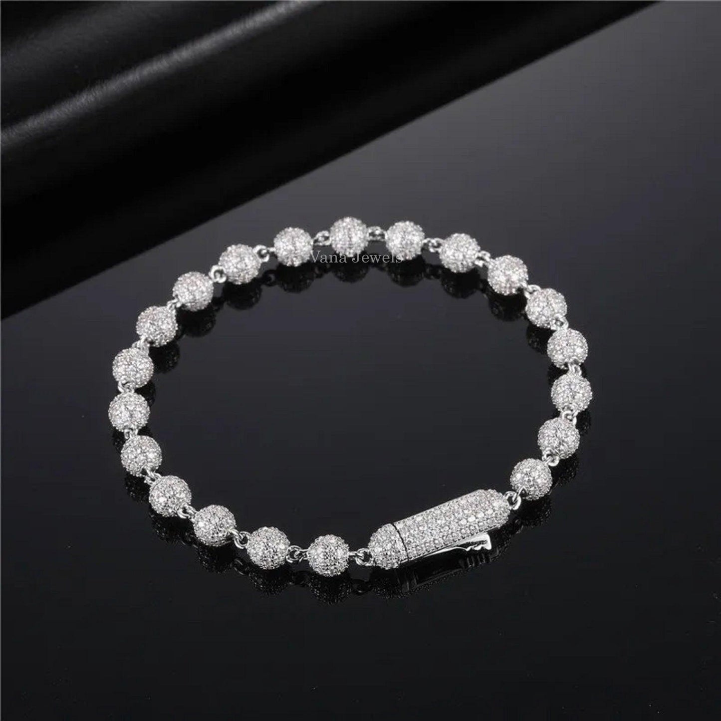 6MM Moissanite Diamond Ball Bracelet For Men - Vana Jewels