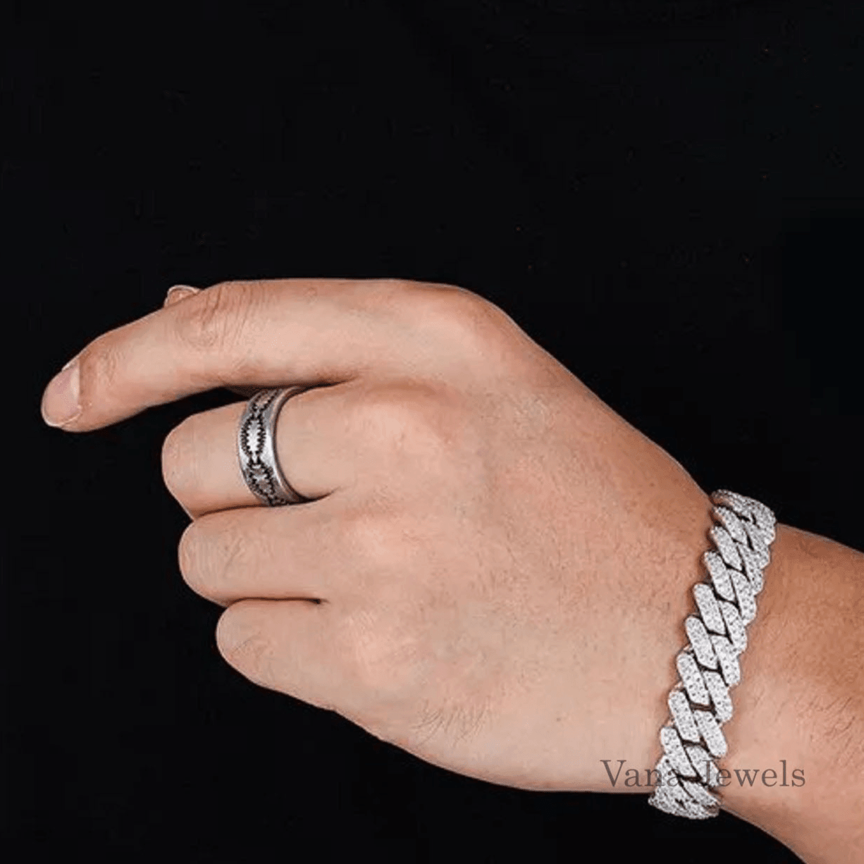 12MM Customized Cuban Bracelet Hip Hop VVS Moissanite Cuban Link Bracelet - Vana Jewels