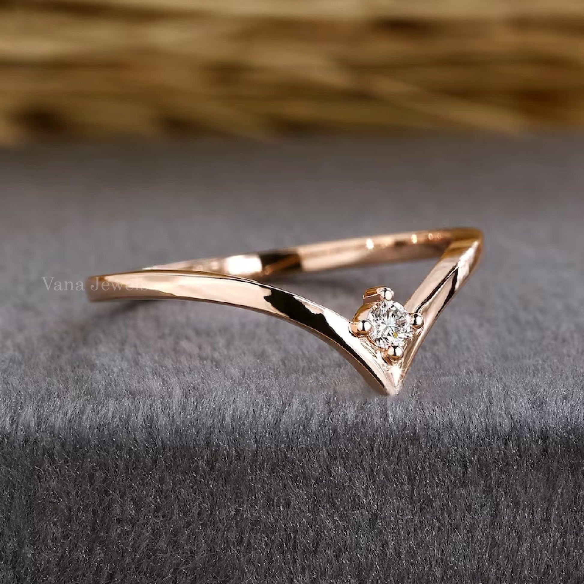 V Shaped Wedding Band for Her Chevron Band - Vana Jewels