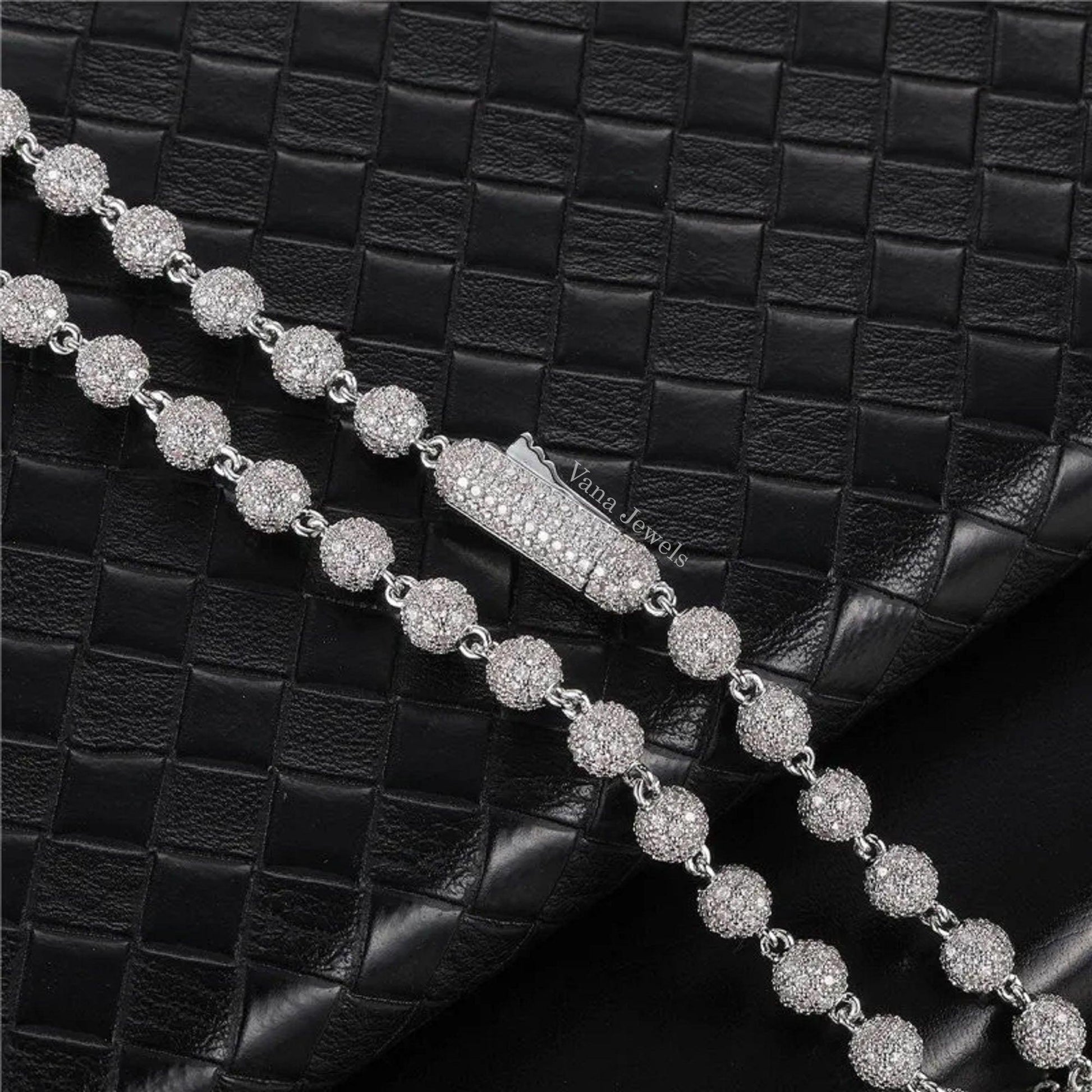 6MM Moissanite Diamond Ball Bracelet For Men - Vana Jewels