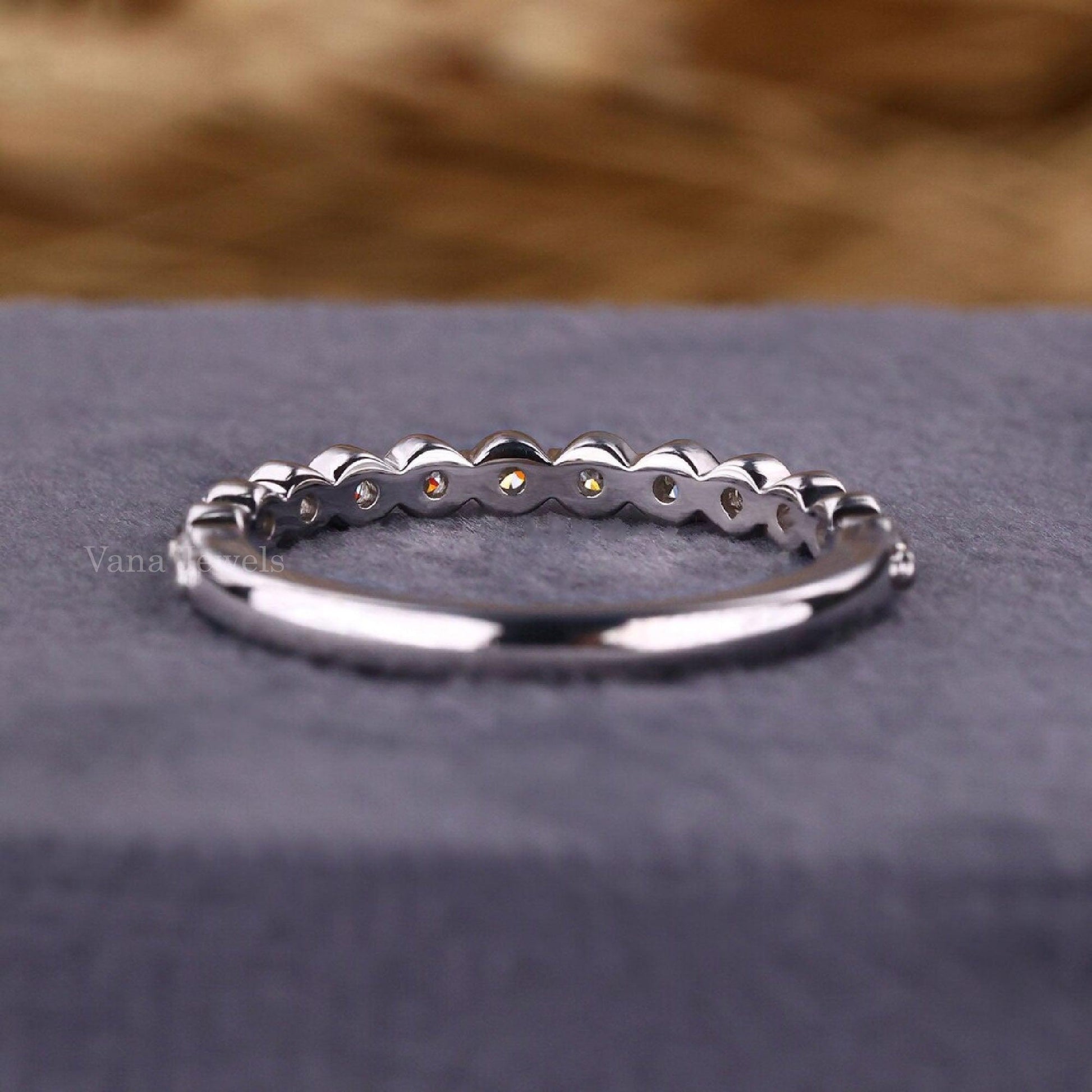 Round Lab Grown Diamond Floating Bubble Half Eternity Band - Vana Jewels