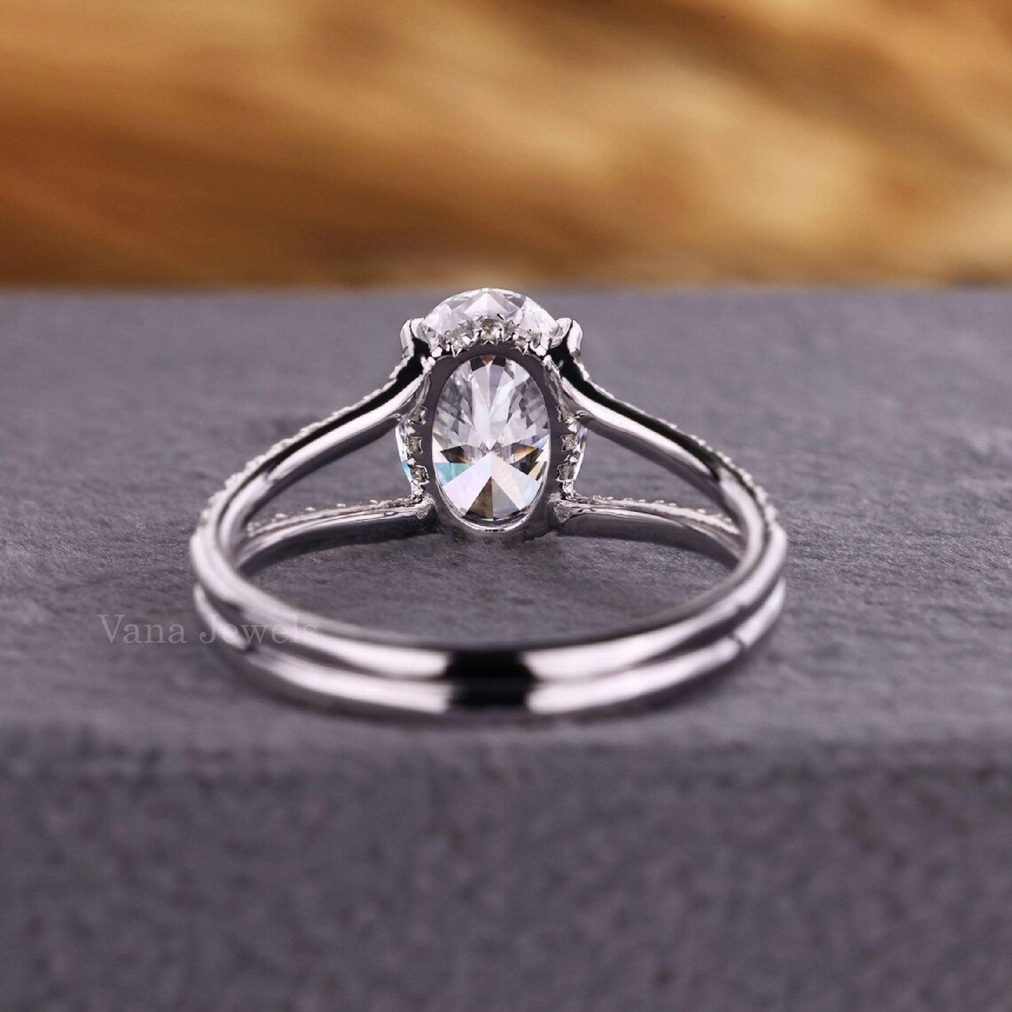 Oval Cut Hidden Halo Lab Grown Diamond Engagement Ring - Vana Jewels