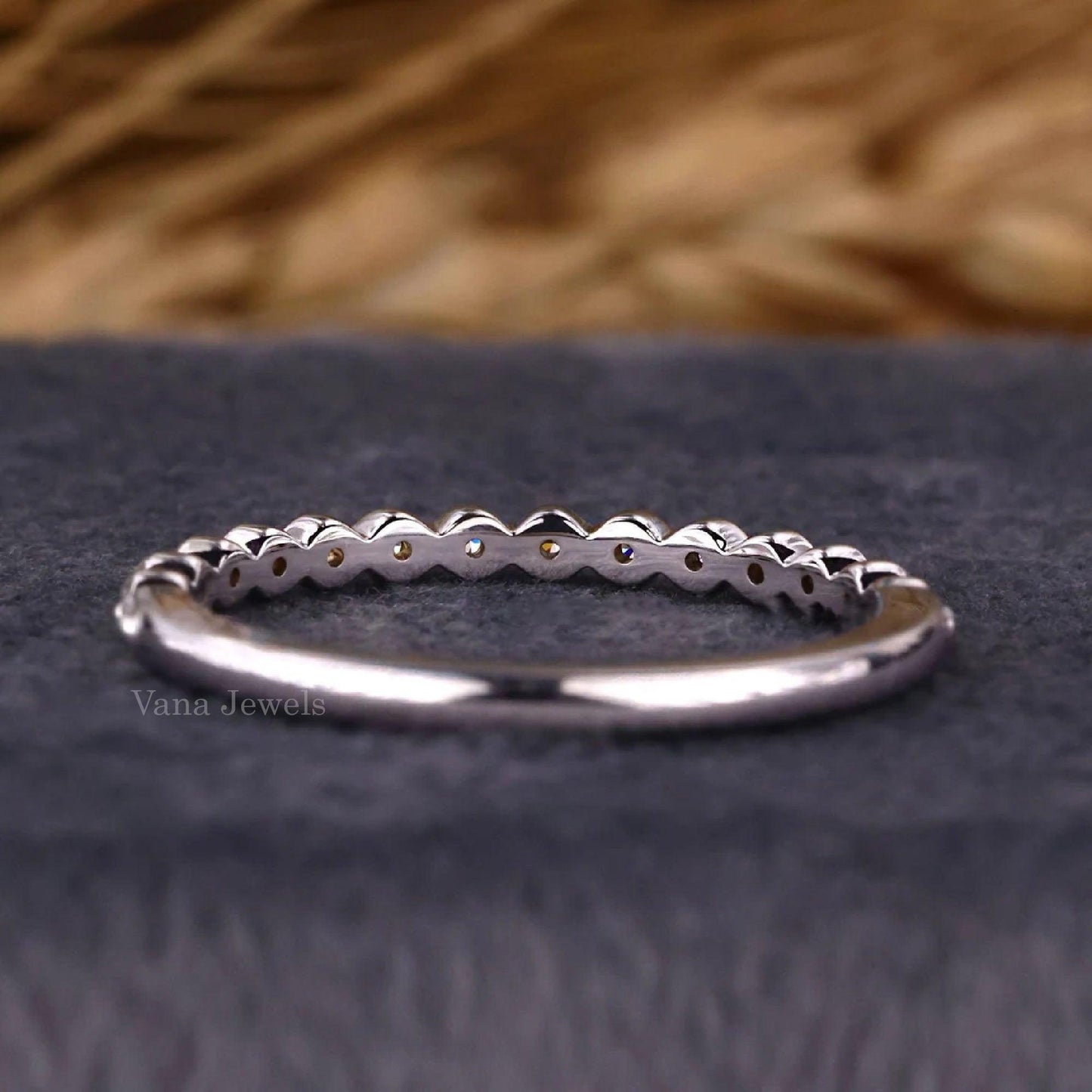 Round Lab Grown Diamond Floating Bubble Half Eternity Band - Vana Jewels