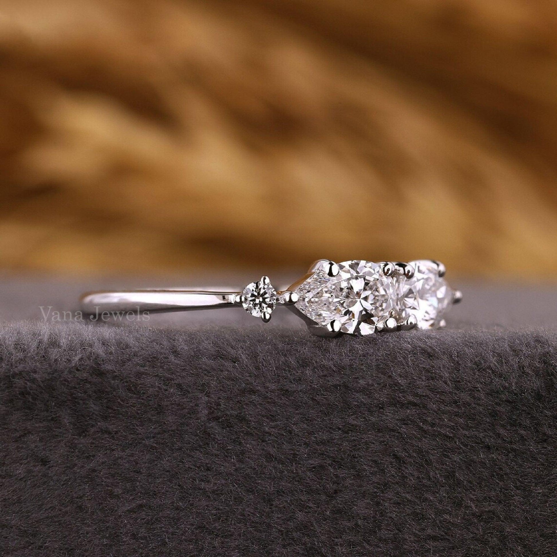 Pear Shaped Lab Grown Diamond Engagement Ring - Vana Jewels